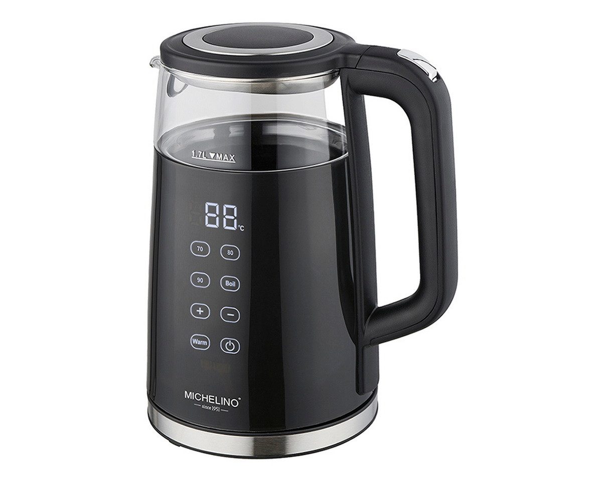 Michelino Елктрочайники digitaler Heißwasserbereiter Digital-Kocher, 1,7 l, 2200,00 W, mit Temperatureinstellung kabellos verwendbar