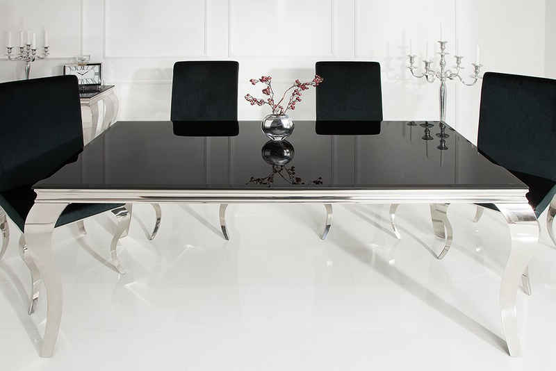 riess-ambiente Esstisch MODERN BAROCK 200cm schwarz / silber (1-St), Esszimmer · Opalglas · Edelstahl · eckig