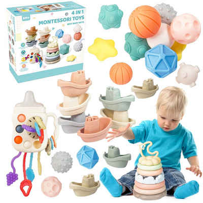 Esun Greifspielzeug Baby Spielzeug, 4 in 1 Montessori Spielzeug baby (Sensorik Lernspielzeug), Babyspielzeug ab 3 4 5 6 7 8 9 10 11 Monate