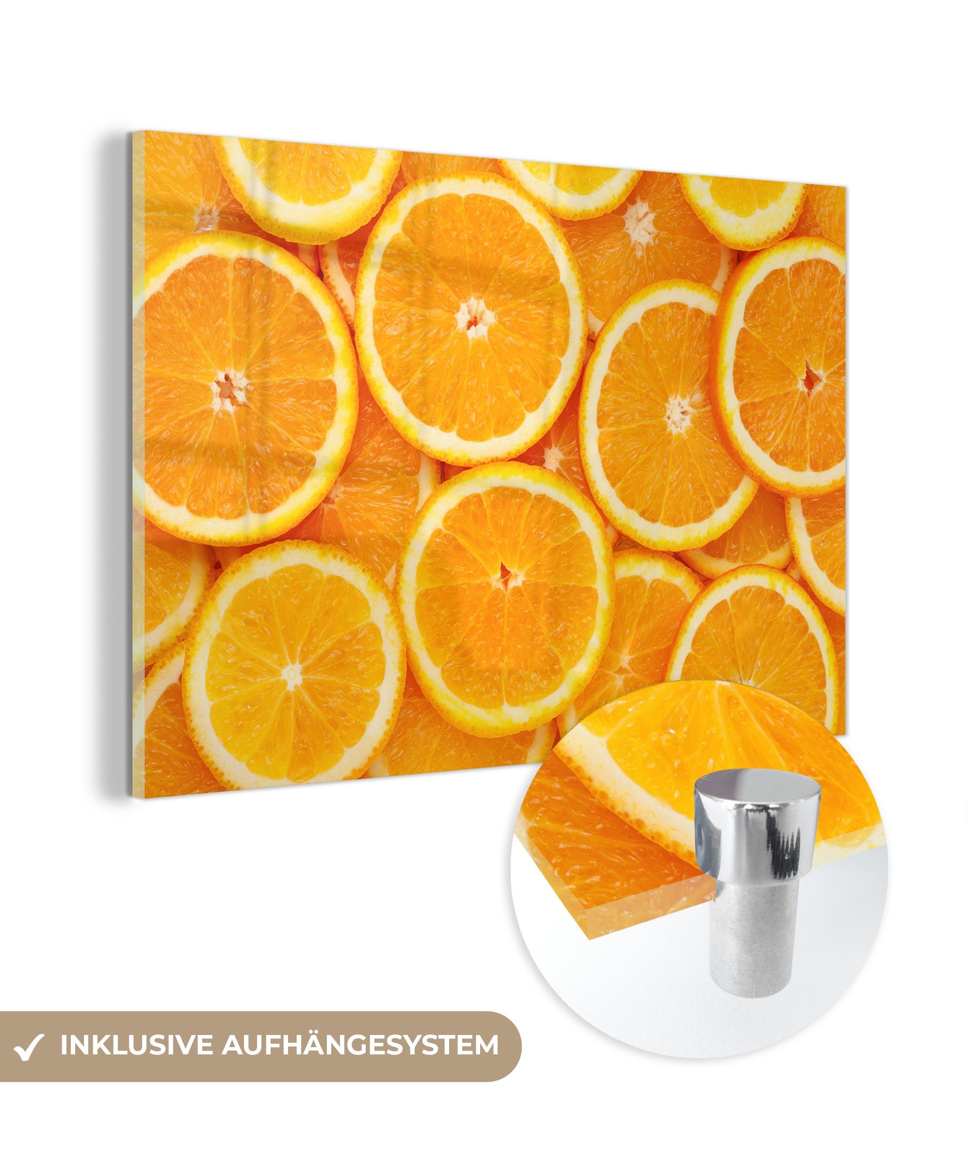 Foto Wanddekoration MuchoWow auf - Glasbilder (1 Obst Glas Orange, Wandbild - St), - - Orange - Bilder auf Acrylglasbild Glas