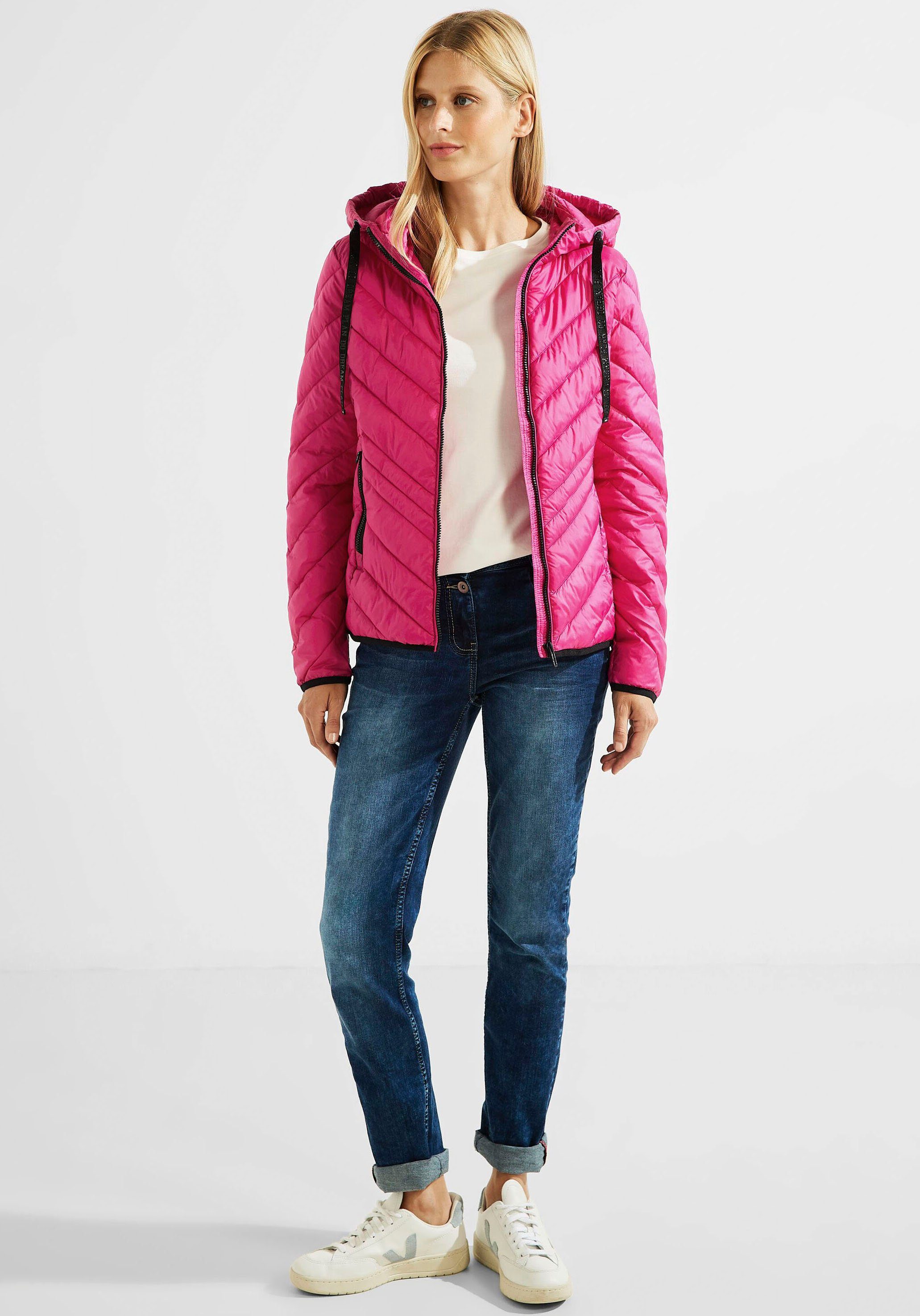 pink mit am Steppjacke Ärmel Cecil Markenlabel bright