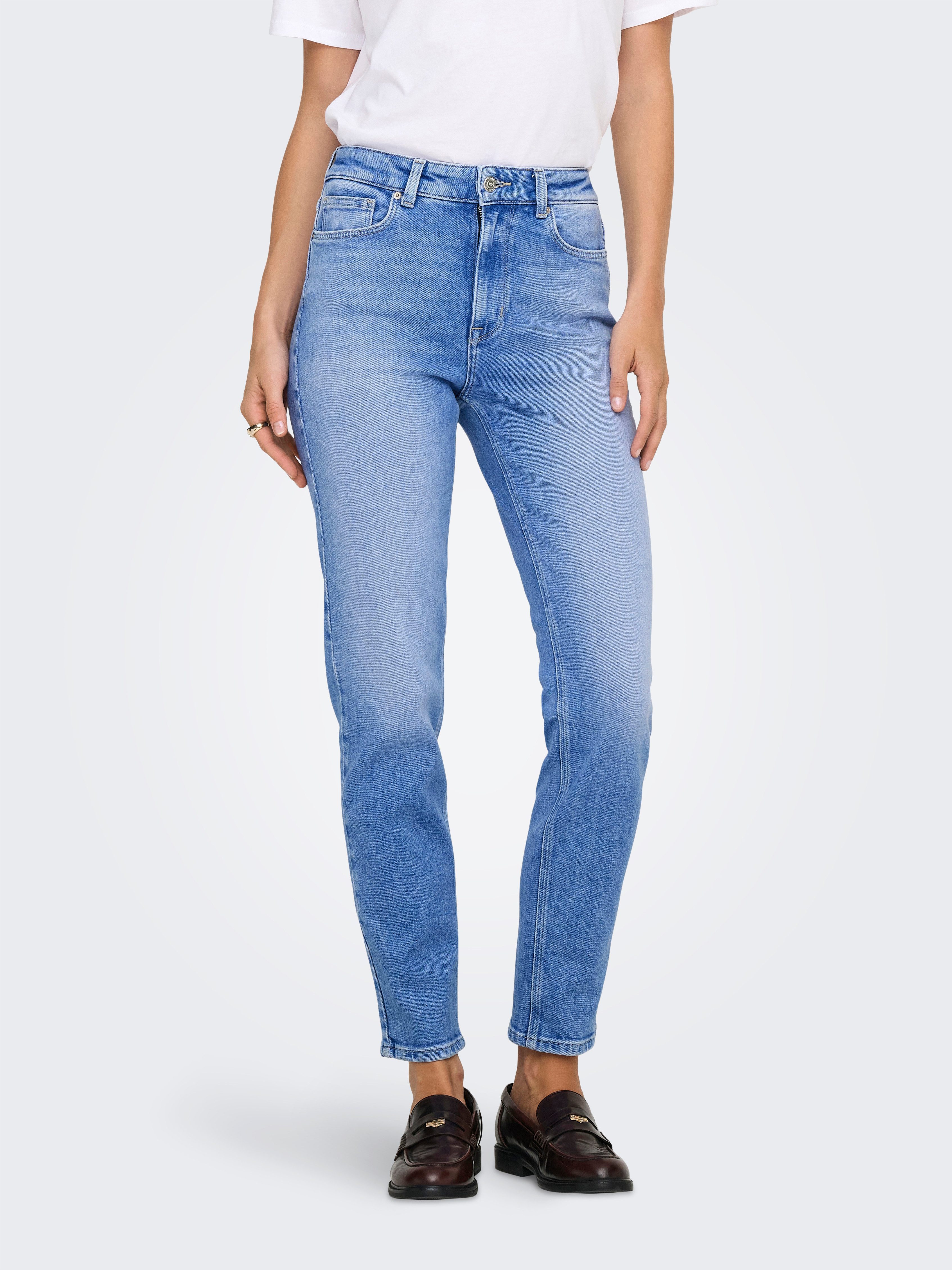 ONLY Straight-Jeans ONLEMILY STRETCH HW ST AK DNM REA053NOOS knöchellang, gerade Form, helle Waschung