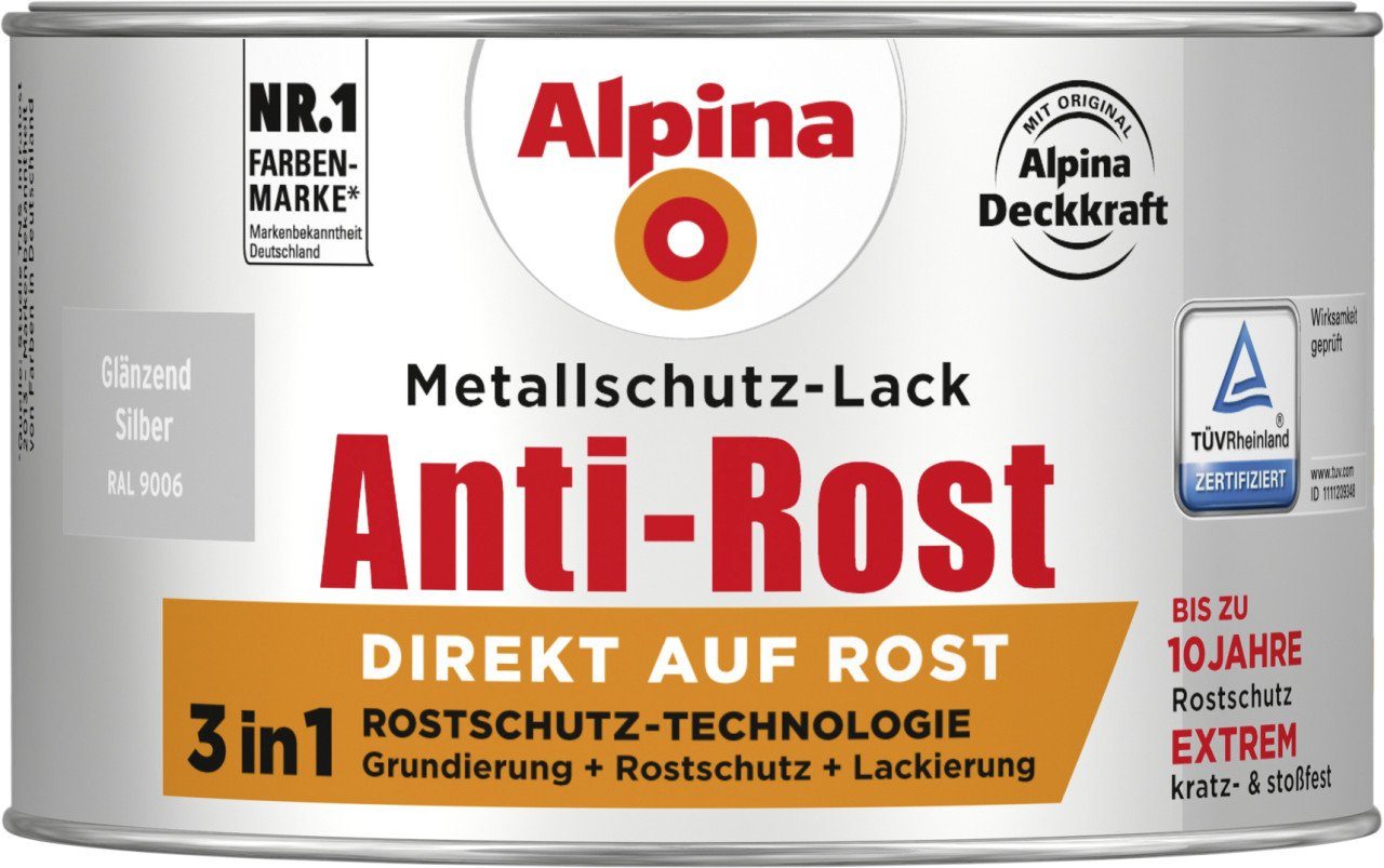 Metallschutzlack Alpina Metallschutz-Lack Anti-Rost 300 ml silber