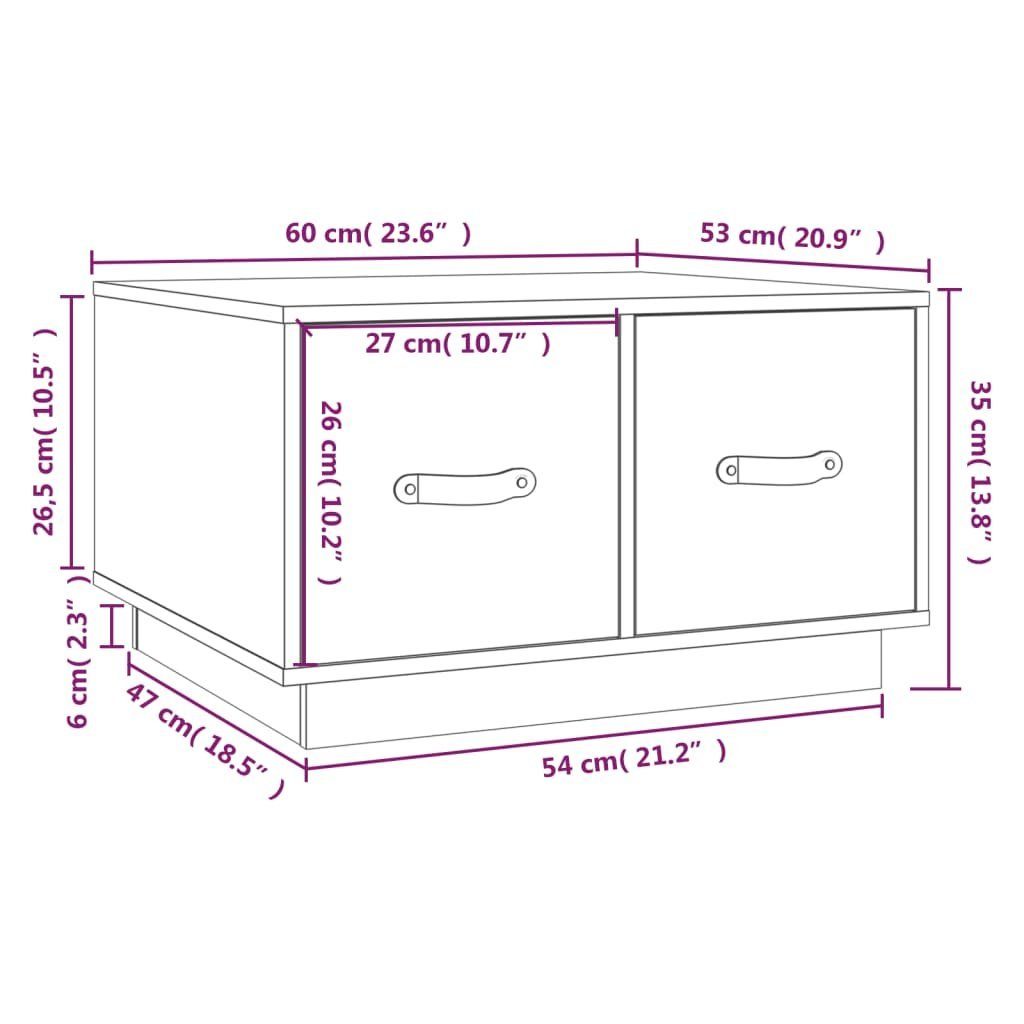 vidaXL Couchtisch Couchtisch Grau 60x53x35 Grau cm (1-St) Massivholz Kiefer Grau 