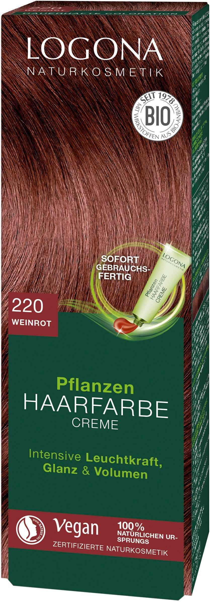 LOGONA Haarfarbe Logona Pflanzen-Haarfarbe weinrot Creme 220
