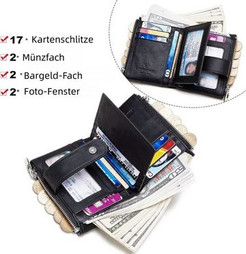 HEYHIPPO Mini Geldbörse RFID-Anti-Diebstahl-Leder-Geldbörse für Herren