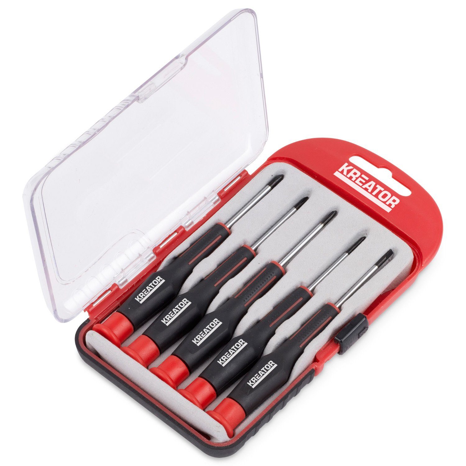 Kreator Schraubendreher Set Chrome-Vanadium-Stahl Auswahl Schlitz Kreuz Torx, (5 St)