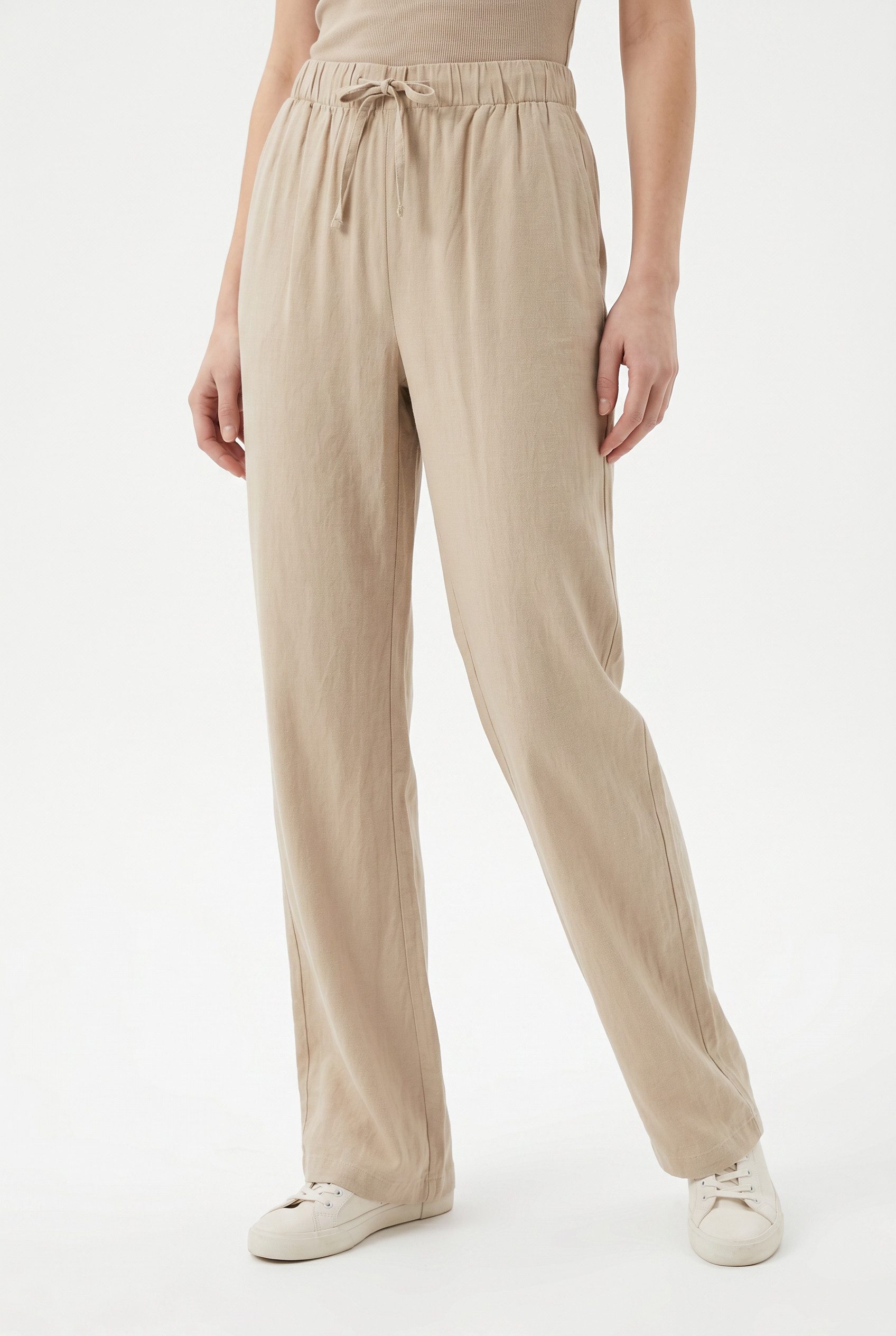 ONLY Schlupfhose ONLGOA MW LINEN BL PULL-UP PANT CC PNT mit Leinen