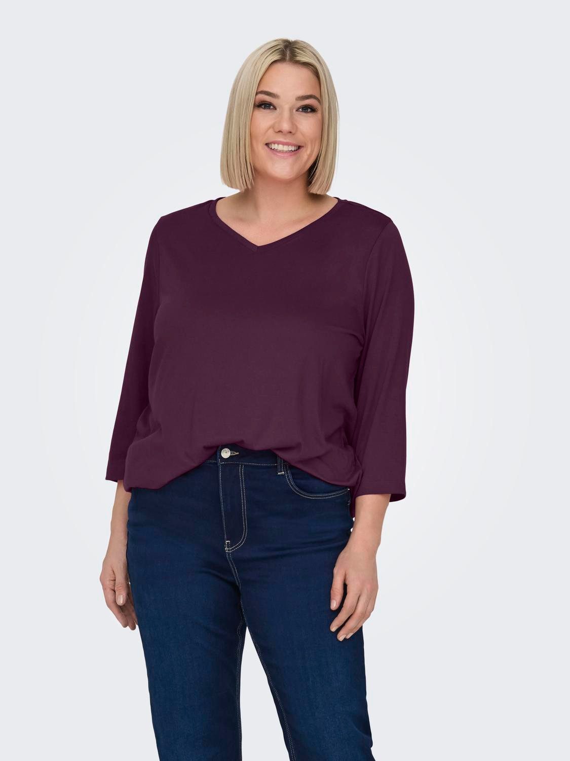ONLY CARMAKOMA 3/4-Arm-Shirt CARCARLINNE V-NECK 3/4 günstig online kaufen