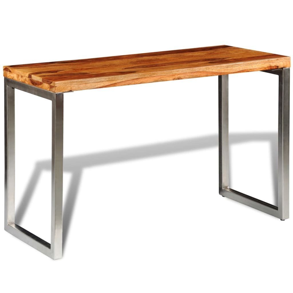 (1-St) Schreibtisch Stahlbeinen mit furnicato Esstisch Massivholz
