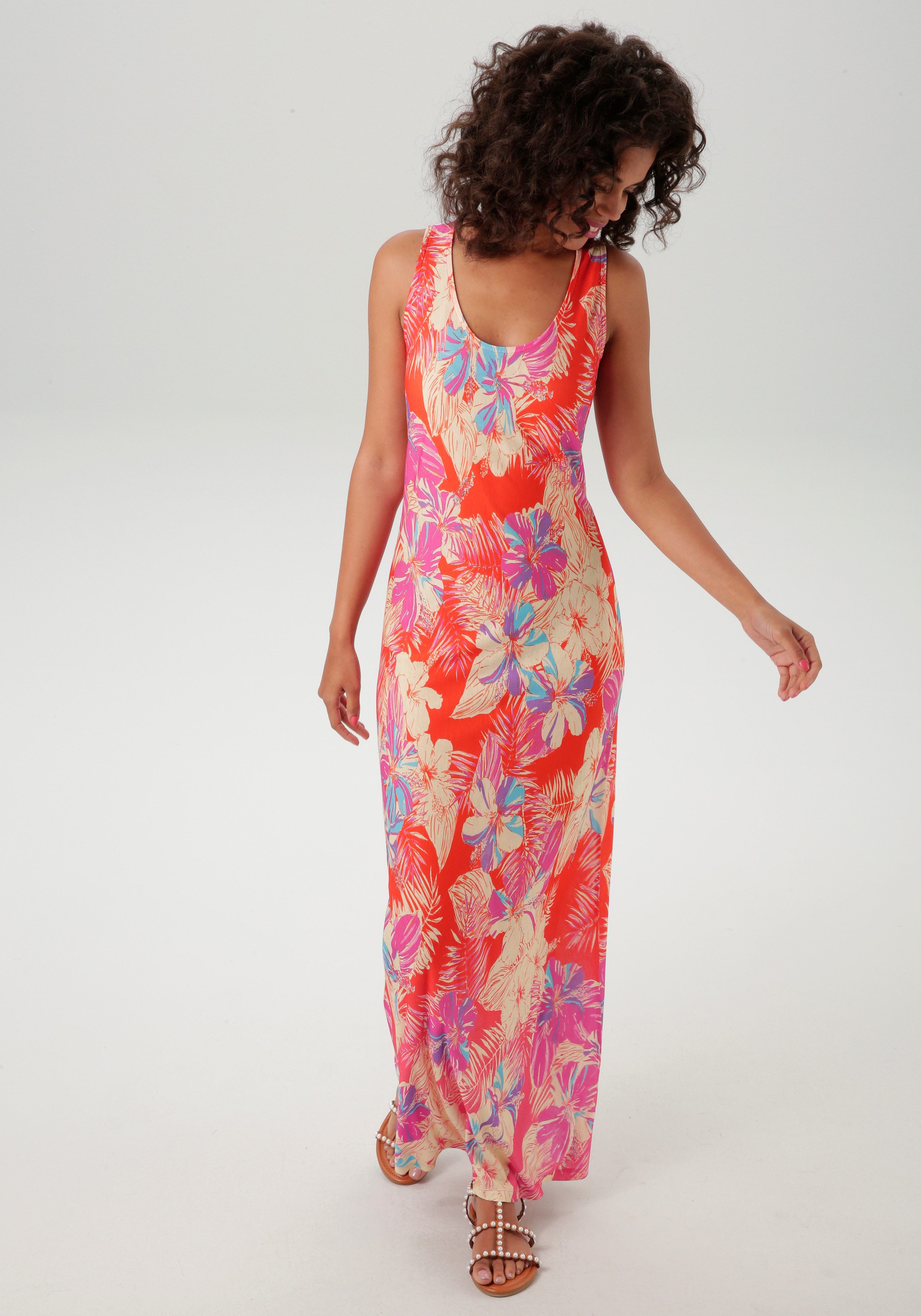 Aniston CASUAL Sommerkleid mit farbenfrohen Blumendruck - jedes Teil ein Unikat