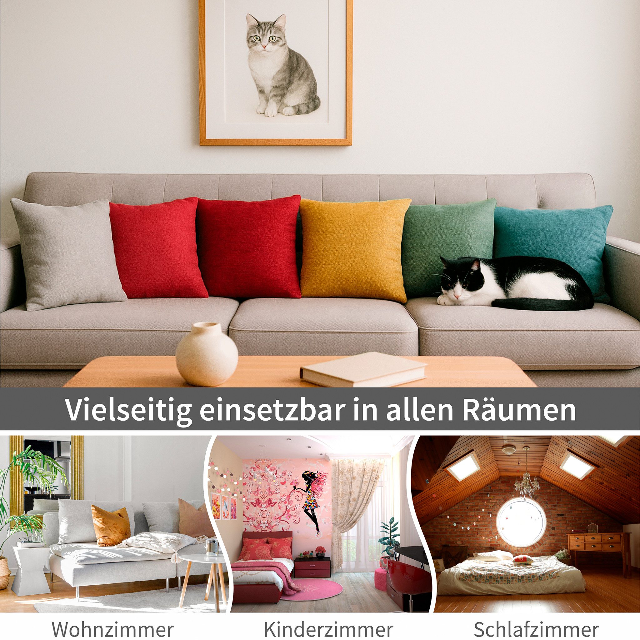 matches21 HOME & HOBBY Kissenbezüge 2er Set Kissenhüllen 45x45 cm beige meliert als weiche Dekokissen, (2 Stück), Zierkissen-Bezüge für Sofa-Kissen, Couch-Kissen