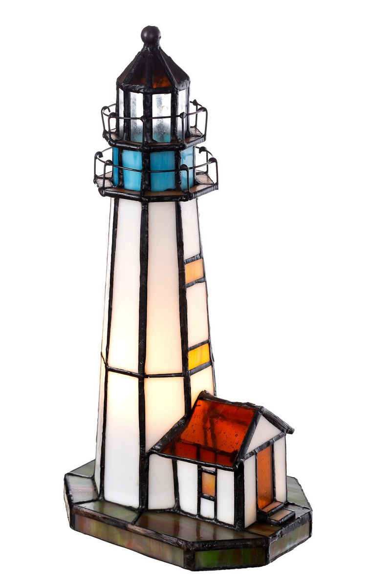 BIRENDY Stehlampe Birendy Tischlampe Tiffany Style Leuchtturm Tif167 Motiv Lampe