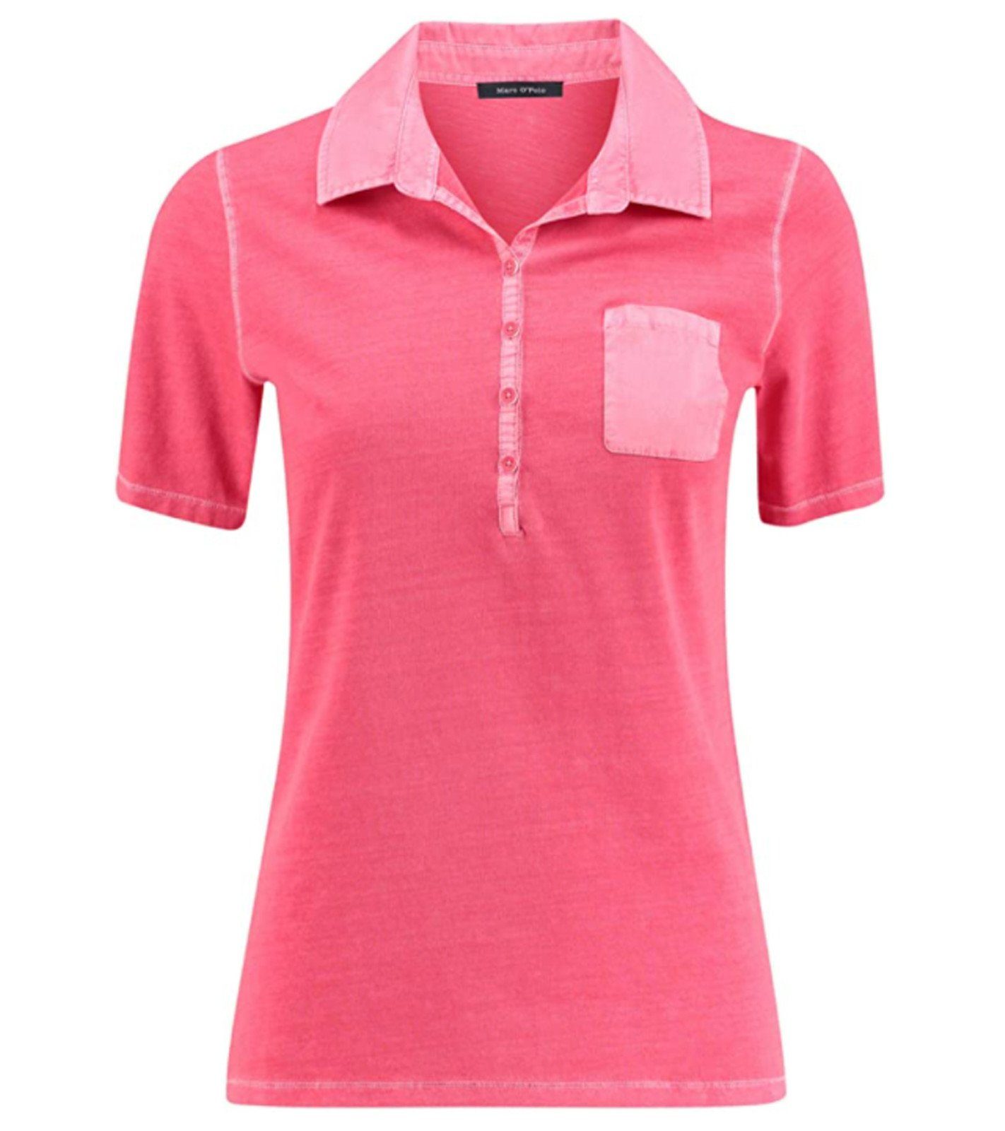 Marc O'Polo Rundhalsshirt »Marc O´Polo Polo-Shirt ausgewaschenes Damen T- Shirt mit Knopfleiste Freizeit-Shirt Pink« online kaufen | OTTO