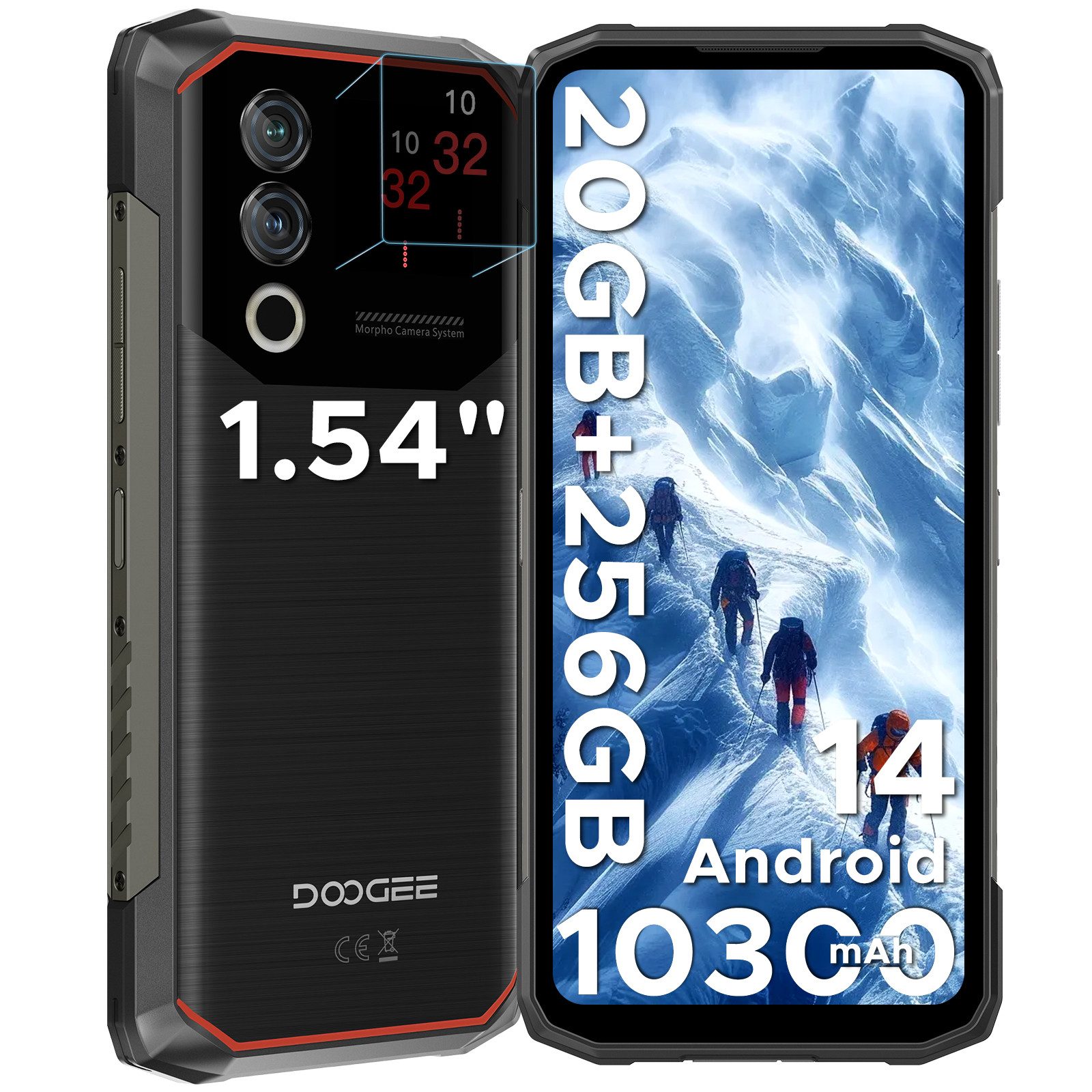 DOOGEE Blade 10 Max Handy mit 1.54" Heckdisplay Smartphone (6.56 Zoll, 256 GB Speicherplatz, 50 MP Kamera, Android 15, 90Hz,50MP+8MP, Fingerabdruck/Face ID/NFC/OTG)