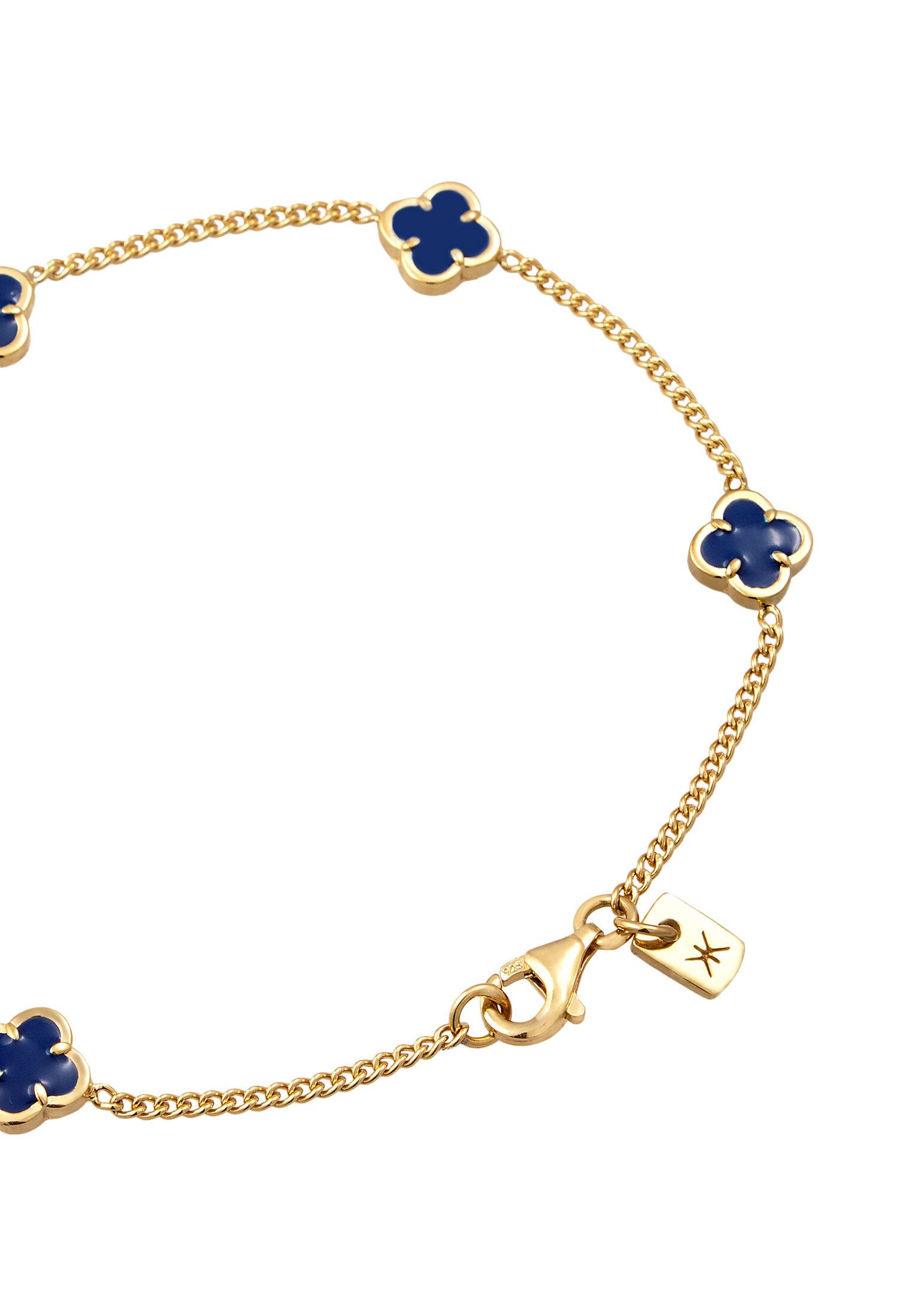 Kuzzoi Silberarmband Kleeblatt Emaille 925 Sterling Silber vergoldet