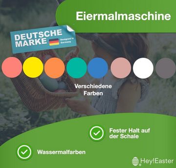 Hey!Easter® Eierfarbe 4x Eiermalmaschine mit Halterung, Farben & Pinsel - Malgerät Ostereier, fester Halt