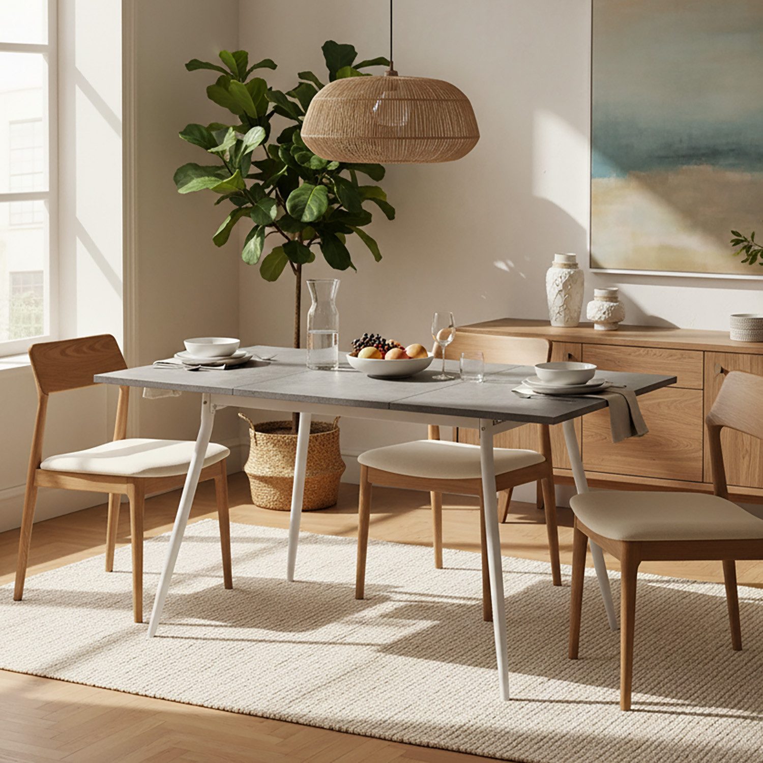 B&D home Esstisch LIO, Metallgestell schwarz oder weiß, ausziehbar, 4-6 Per günstig online kaufen