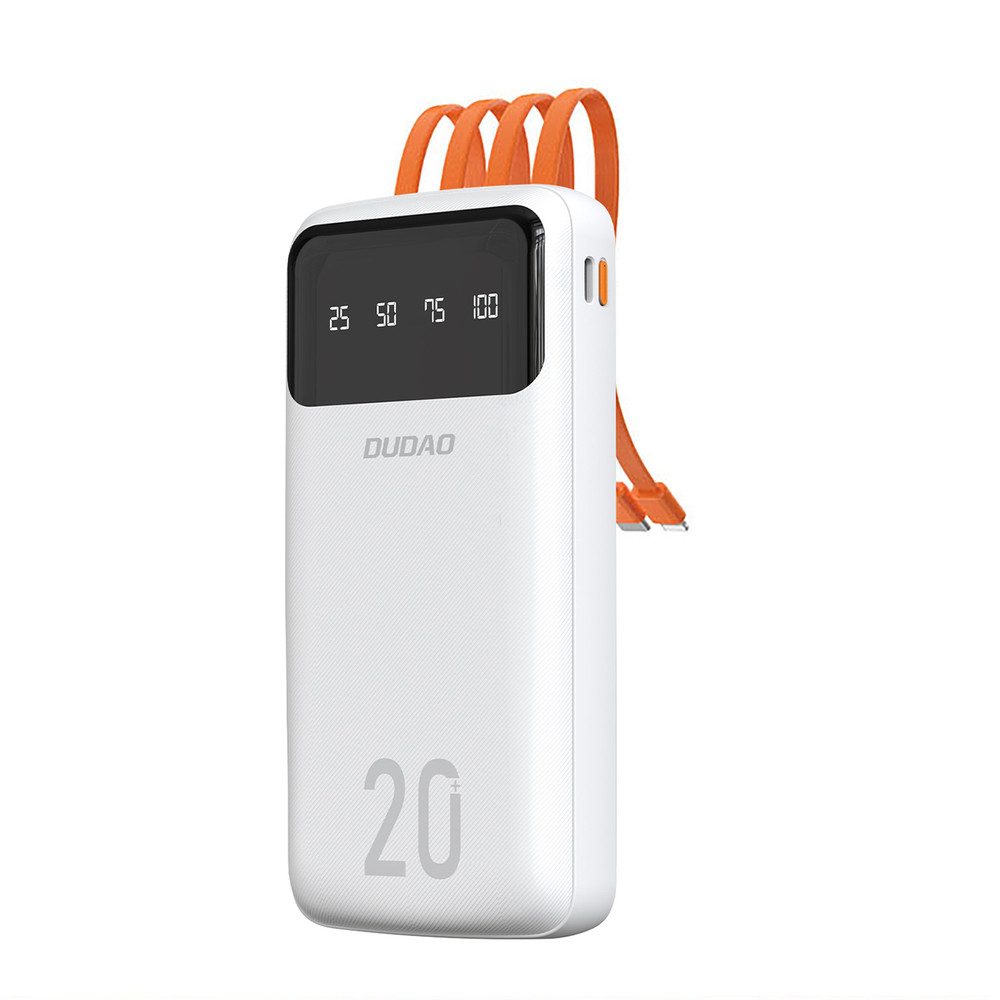 Dudao Multikabel-Akkupack Powerbank 20000 mAh (1 St), 4 integrierte Kabel, 9 Sicherheitsstufen, 20.000 mAh
