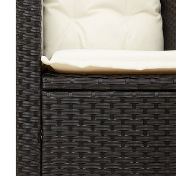 vidaXL Gartenstuhl Gartensessel mit Kissen Schwarz Poly Rattan