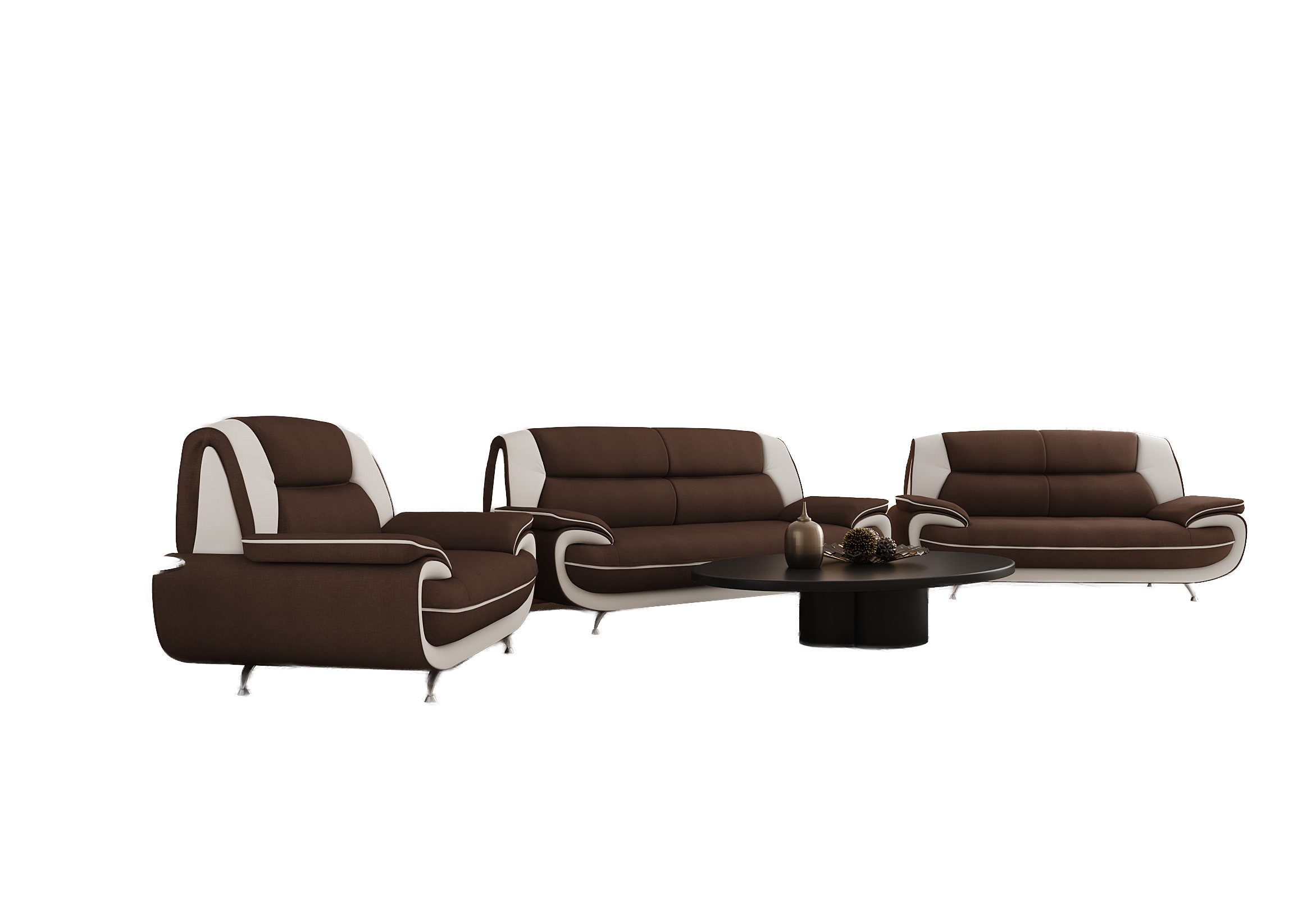 Kaiser Möbel Loungeset Wohnzimmer-Set 3-2-1 modern, Stoff Kronos, PALERMO, (3-2-1, Sitzgarnitur 3-2-1), breite Sitzflächen keine Schlaffunktion