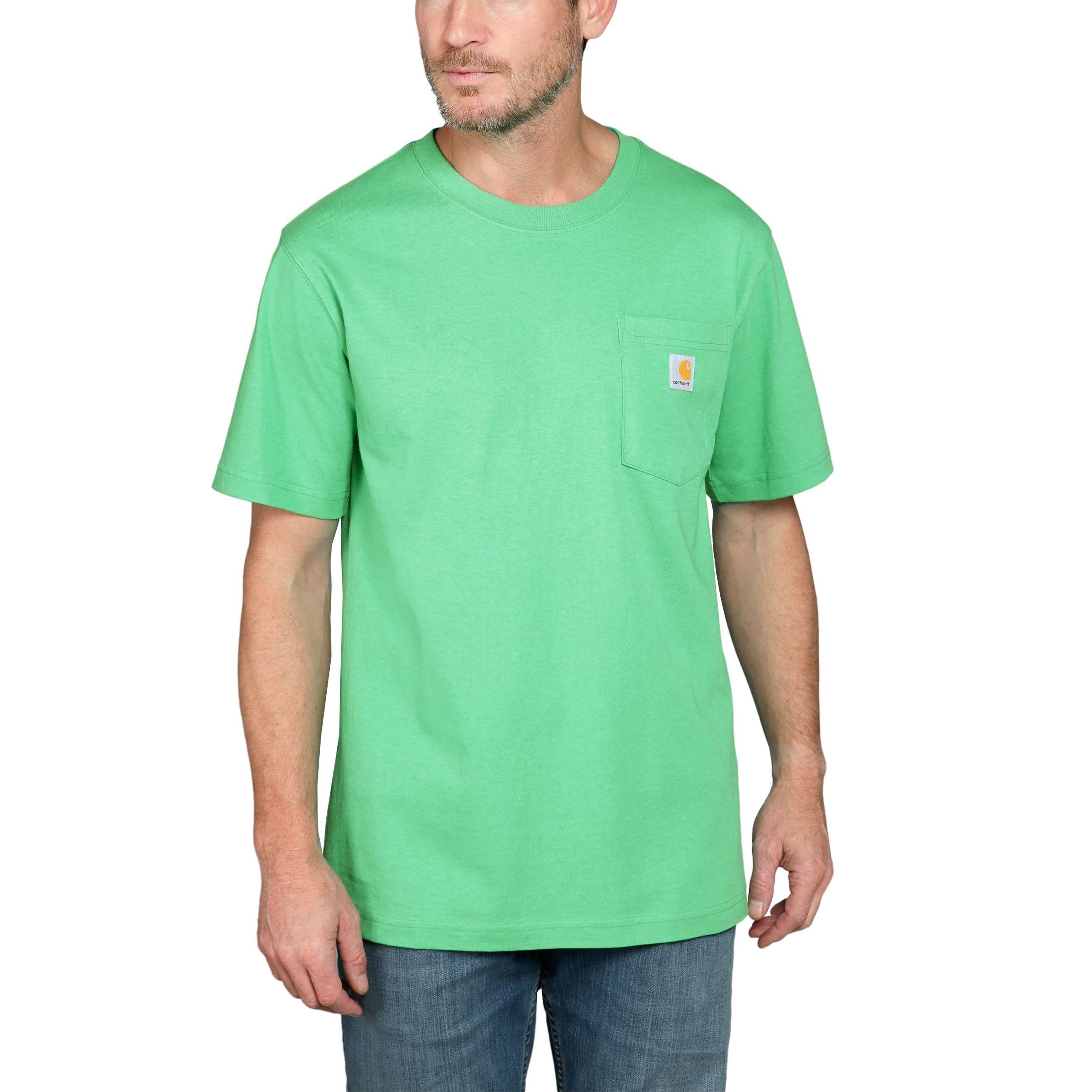 (1-tlg) Carhartt Logo Rundhalsshirt 103296 malachite S/S T-SHIRT Carhartt POCKET Brusttasche K87 mit