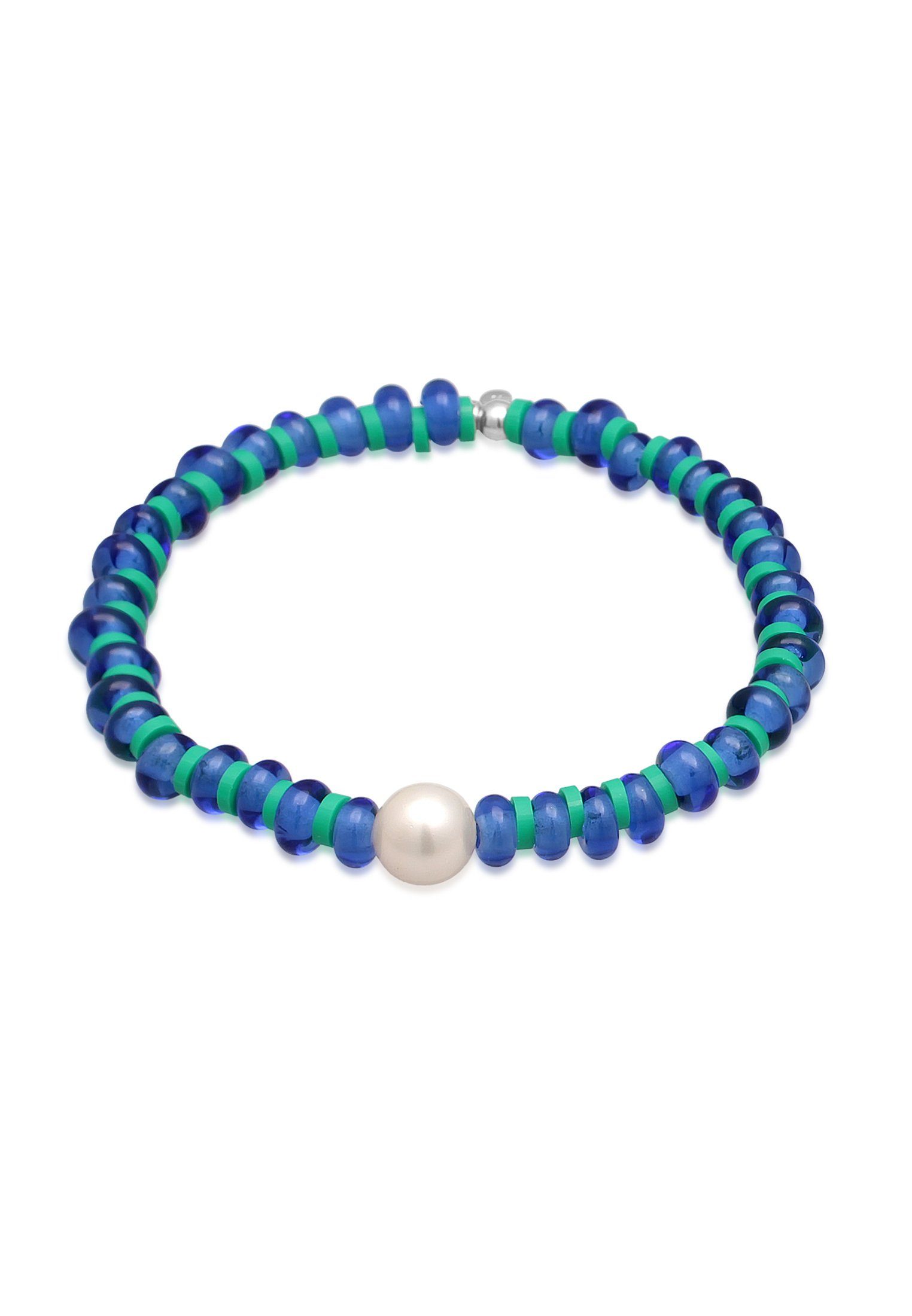 Perlenarmband Glas Perlen Heishi Disc Muschelkernperle 925 Silber