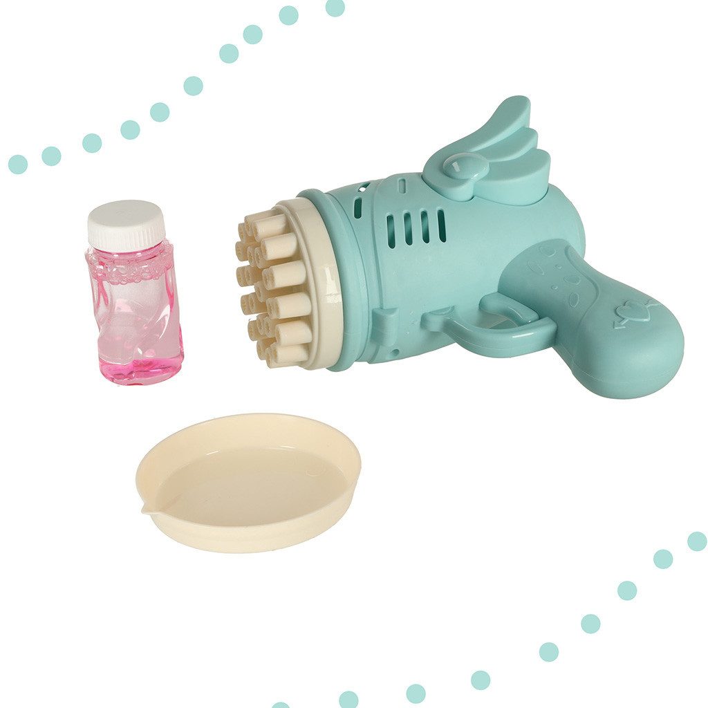 Ikonka Seifenblasenpistole Seifenblasenkanone Seifenblasenmaschine Kinderspielzeug, Flügel-Design, viele Blasen, inkl. Flüssigkeit
