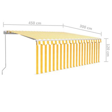 furnicato Markise Manuell Einziehbar mit Rollo 4,5x3m Gelb und Weiß