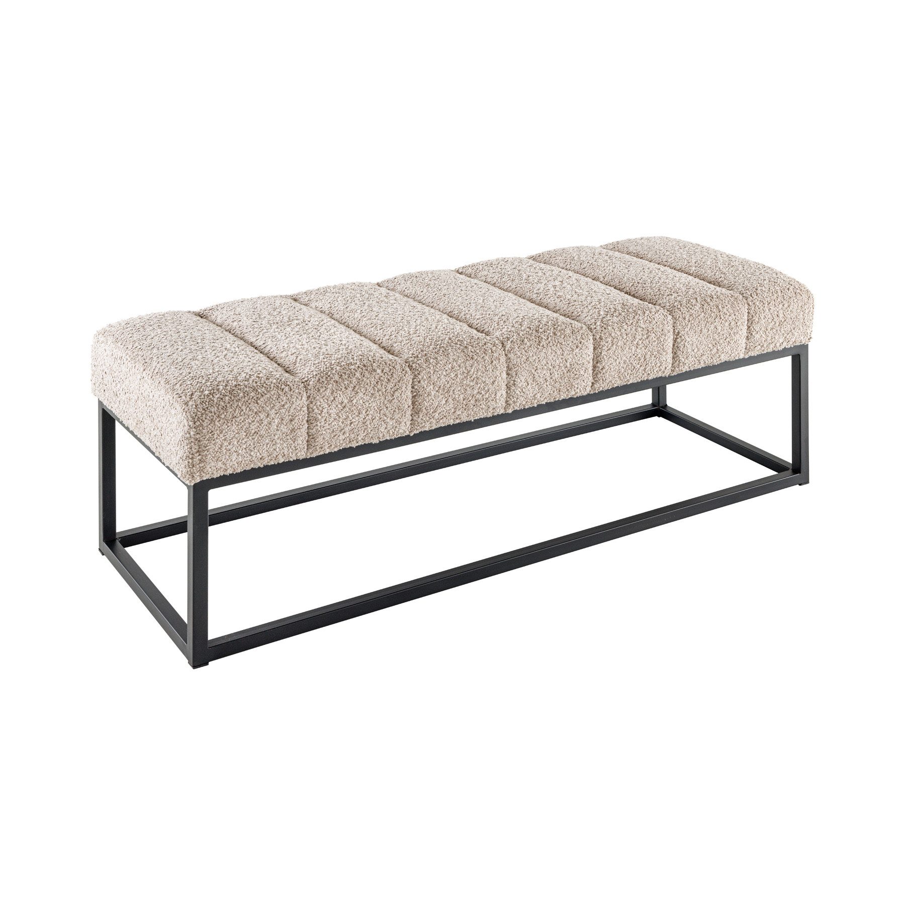 riess-ambiente Sitzbank PETIT BEAUTÉ 110cm champagner greige / schwarz (Einzelartikel, 1-St), Flur · Bouclé · Metall · Schlafzimmer · Design