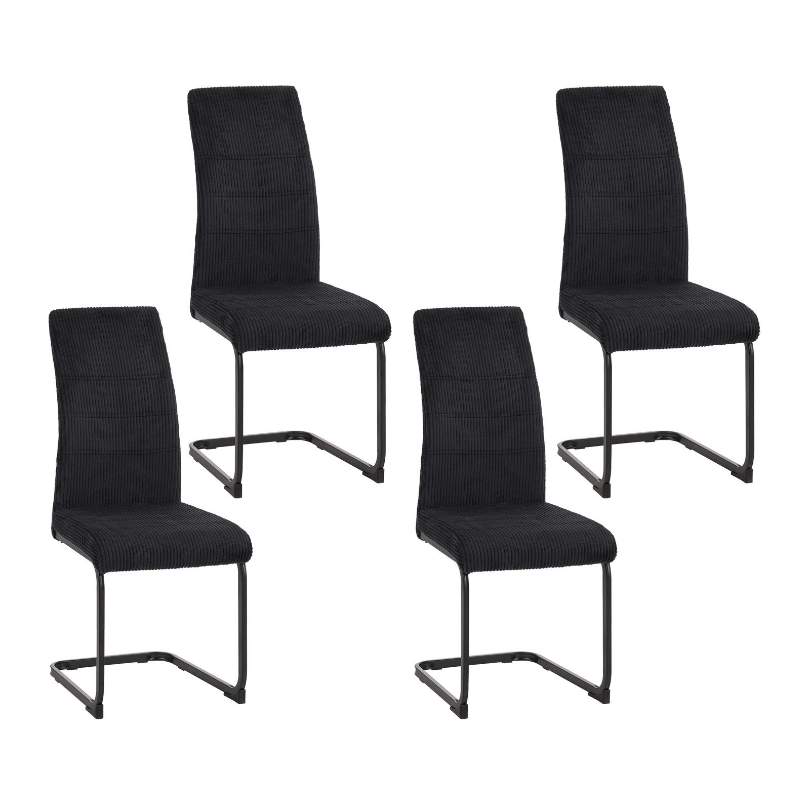 HTI-Living Esszimmerstuhl Schwingstuhl SallyP Cordstoff Schwarz (Set, 4 St), Esszimmerstuhl mit schwarzem Metall-Kufengestell