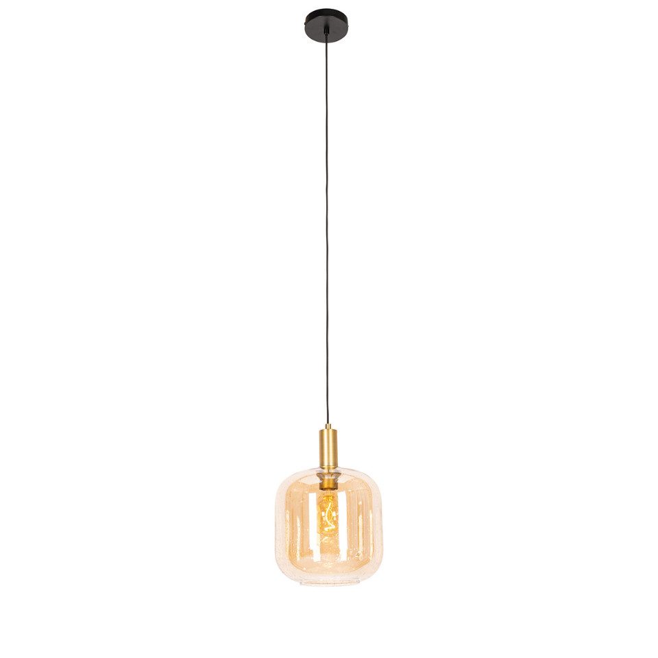 Qazqa Pendelleuchte Zuzanna, ohne Leuchtmittel, Warmweiß, QAZQA Hängeleuchte, e27, Orange, Glas, Design