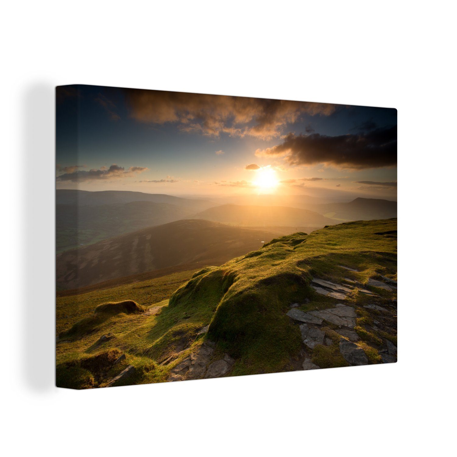 OneMillionCanvasses® Leinwandbild Der Zuckerhut bei Sonnenaufgang im Brecon Beacons National Park, (1 St), Wandbild Leinwandbilder, Aufhängefertig, Wanddeko, 30x20 cm