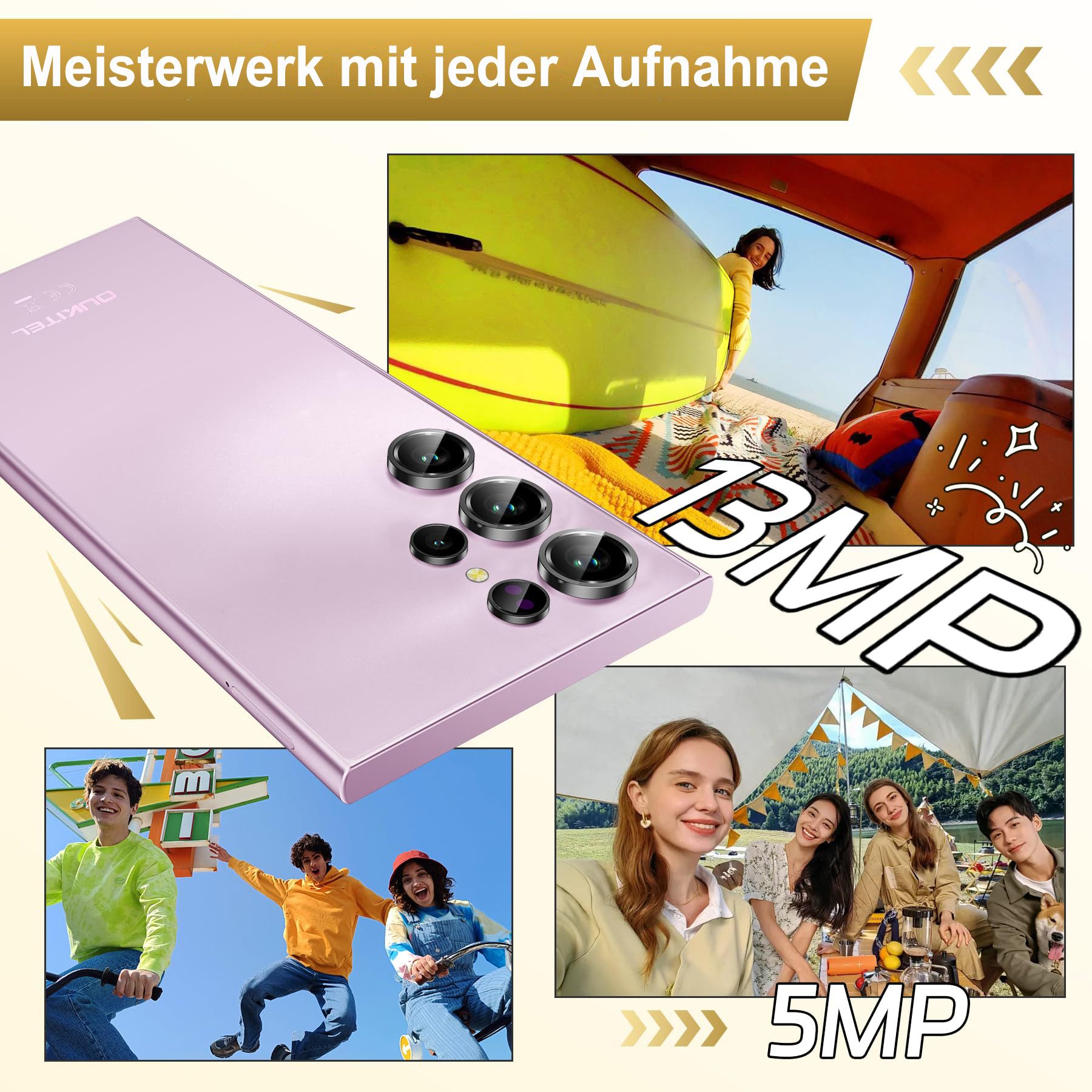 OUKITEL C61 16GB RAM+128GB ROM/TF 1TB, Android 15 Smartphone (17,47 cm/6.88 Zoll, 128 GB Speicherplatz, 13 MP Kamera, 13MP+5MP, Dual SIM 4G, Simlockfreie Handys, OTG, GPS)