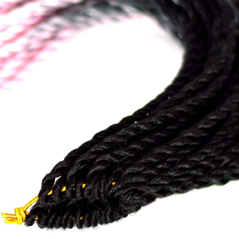 MyBraids YOUR BRAIDS! Kunsthaar-Extension Senegalese Crochet 27-SY 3er Braids Ombre Twist Pack Schwarz-Hellrosa-Helles Purpur Zöpfe