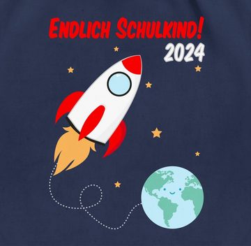 Shirtracer Turnbeutel Endlich Schulkind Rakete 2024, Schulanfang & Einschulung Geschenk Turnbeutel