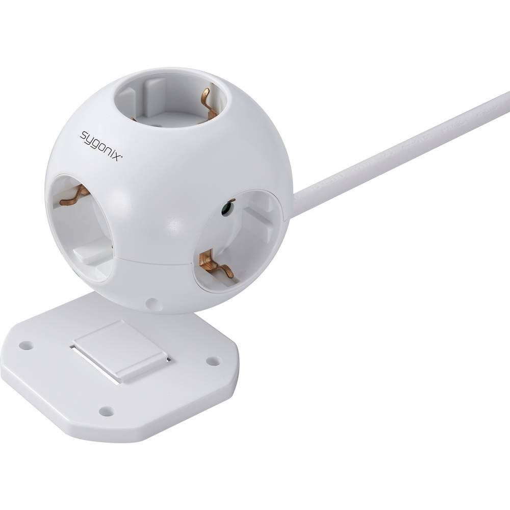 Sygonix 5-fach Steckdosenwürfel, in Globusform SY-4535062 Steckdosenleiste, mit Hängelasche