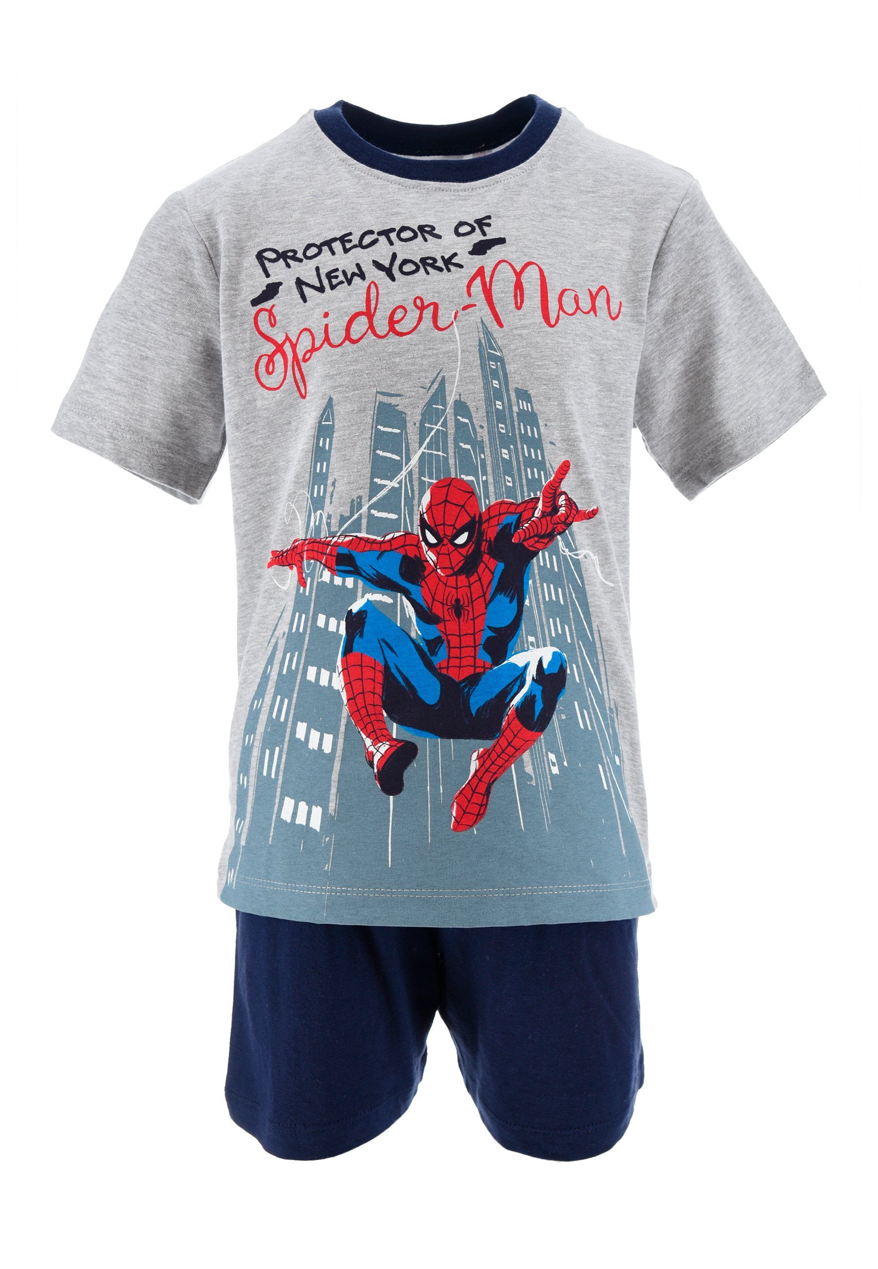 Gehen Sie zum Fachgeschäft Spiderman Shorty Kinder Blau Schlaf-Set (2 tlg) Jungen Pyjama
