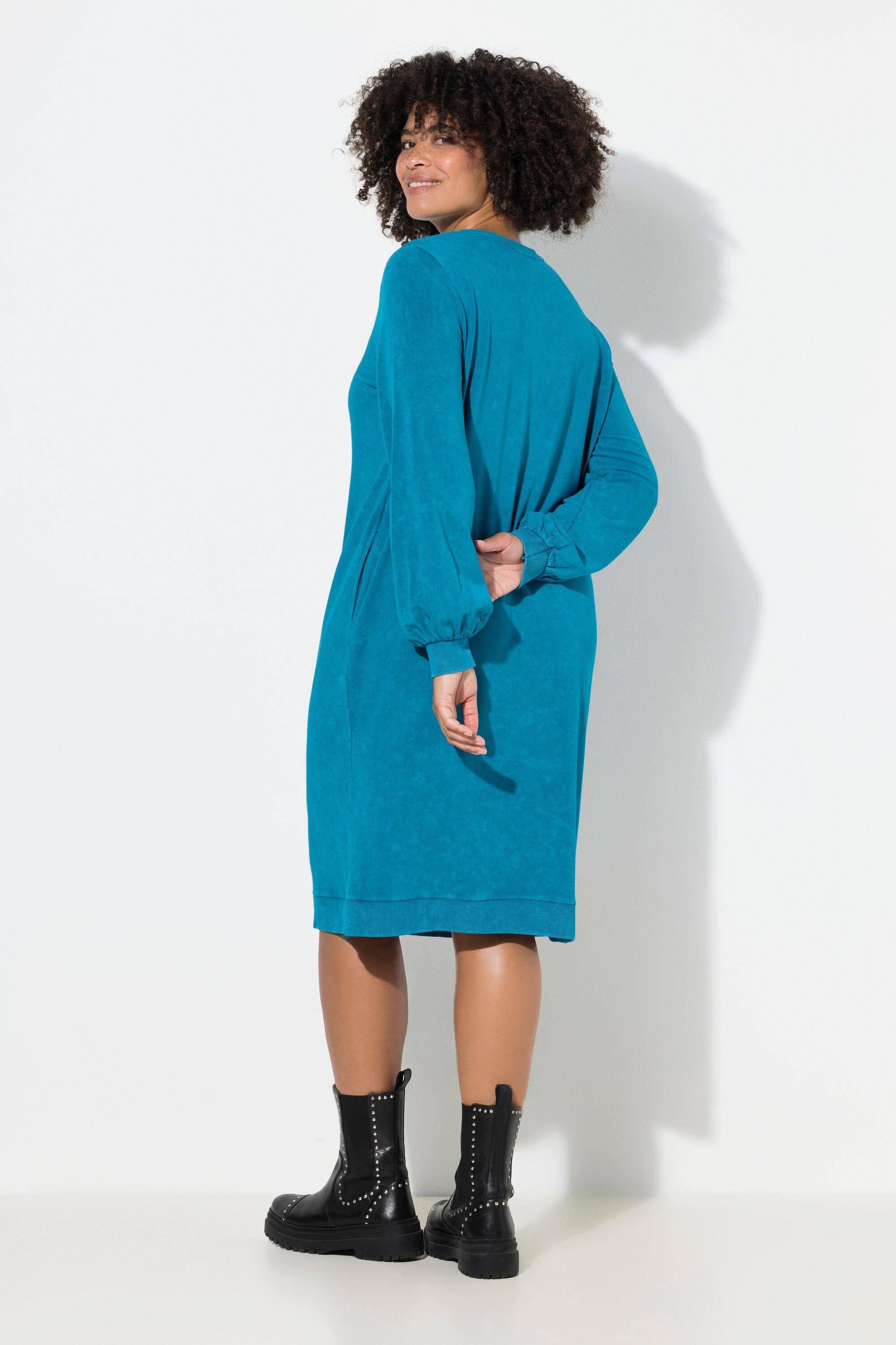 Angel of Style Jerseykleid Sweatkleid Straight Fit Druckmotiv Ballon-Langarm