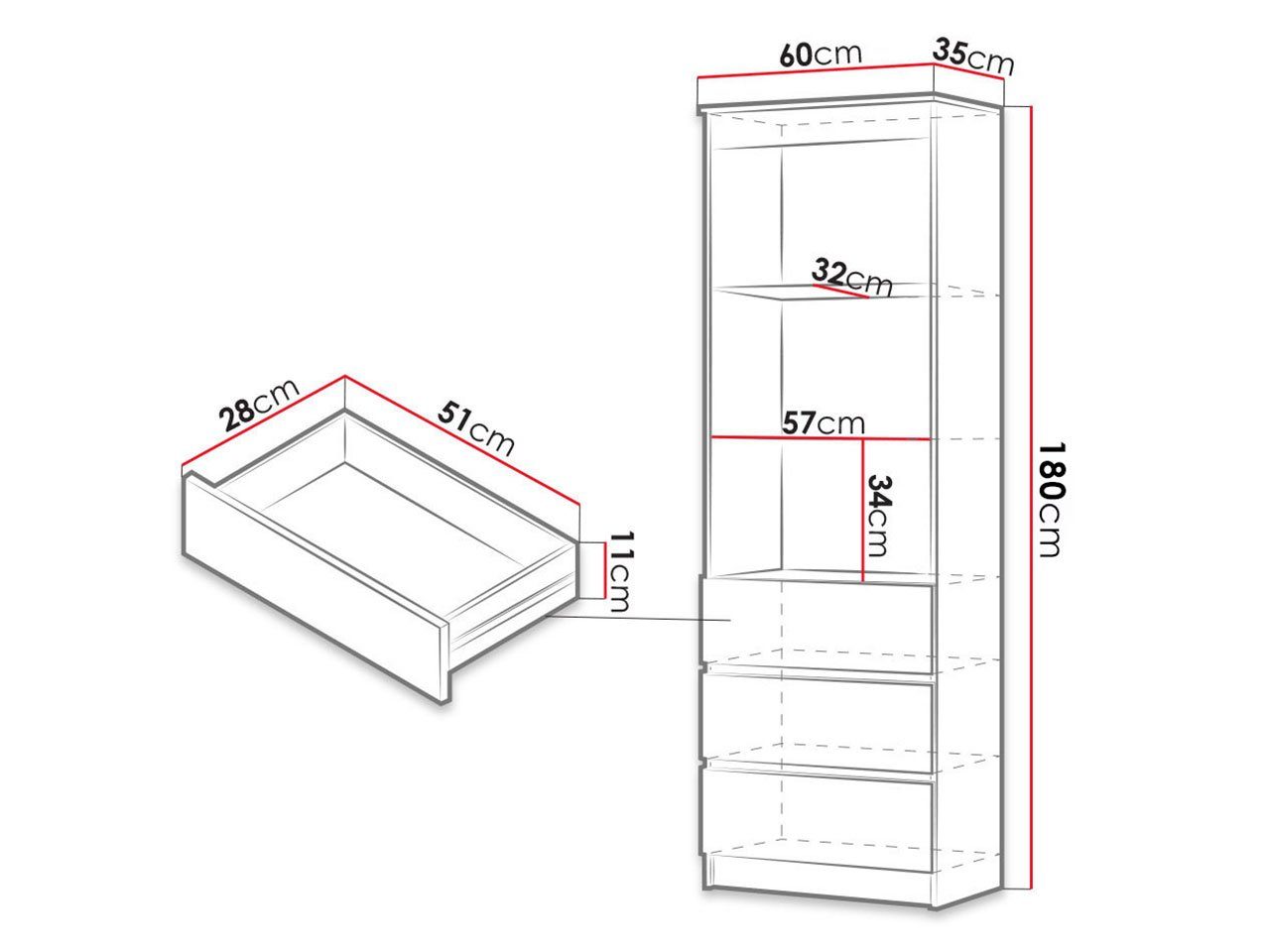 Schubladen, Office Weiß Fächer Aktenregal, und Mirjan24 3 Regal RS-60, Regal Universal mit 3