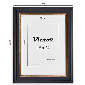Victor (Zenith) Bilderrahmen Bilderrahmen \"Goya\" - Farbe: Schwarz Gold - Größe: 18 x 24 cm / 3x, Bilderrahmen Schwarz Gold, Set in 18x24 cm, Bilderrahmen Vintage