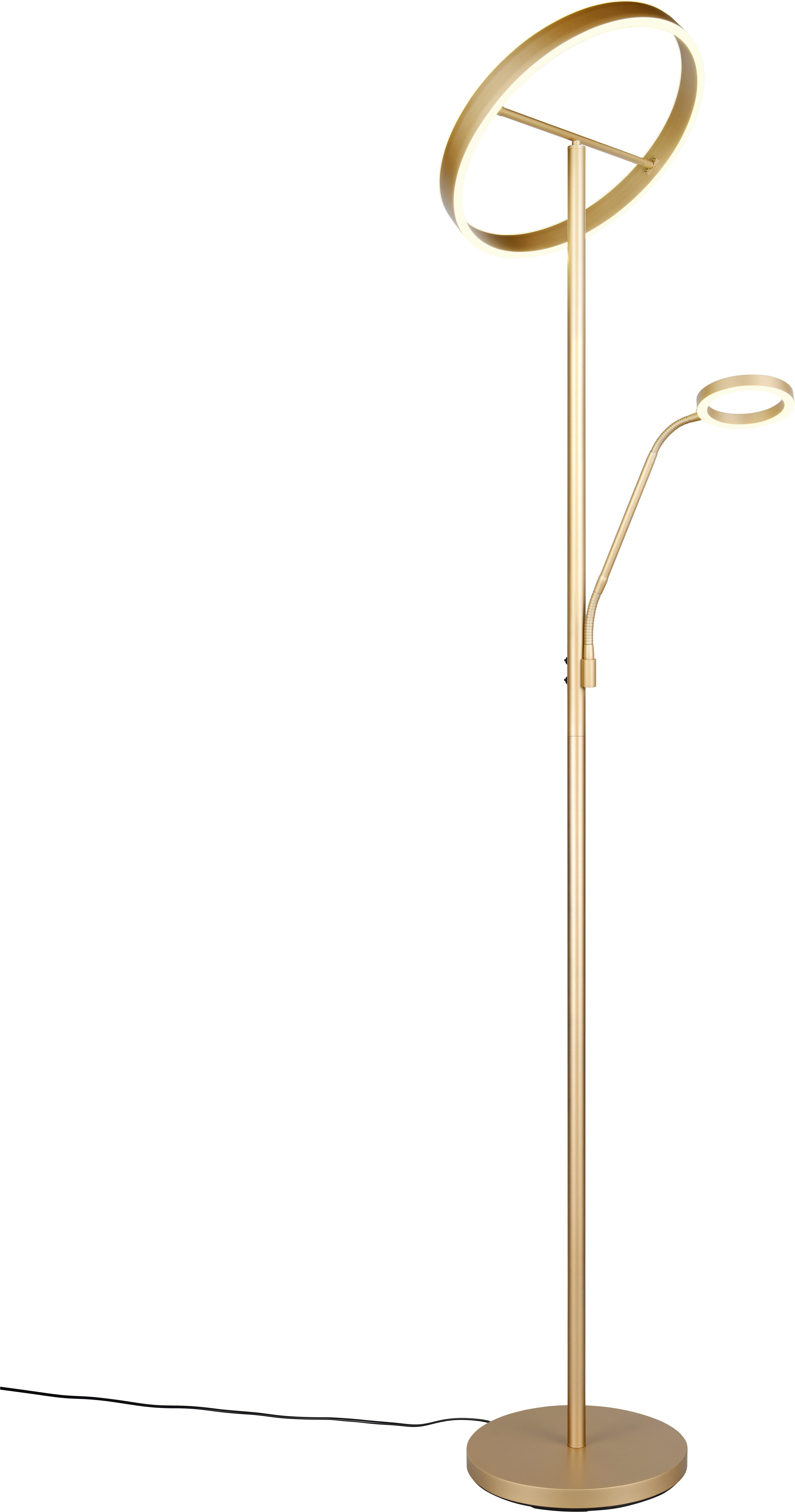 TRIO Leuchten LED Stehlampe WILLIS, Stehleuchte mit Lesearm, Touch Dimmer, CCT 2700-3200-4000K, Dimmfunktion, Lesearm, getrennt schaltbar, LED fest integriert, Farbwechsler, Höhe 180cm, Fluterkopf und Lesearm schwenkbar, Fluter mit Leselicht