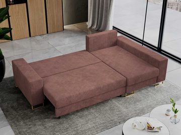 MKS MÖBEL Ecksofa DORIAN, L-Form Couch mit Schlaffunktion, Modern Stil, lose Kissen