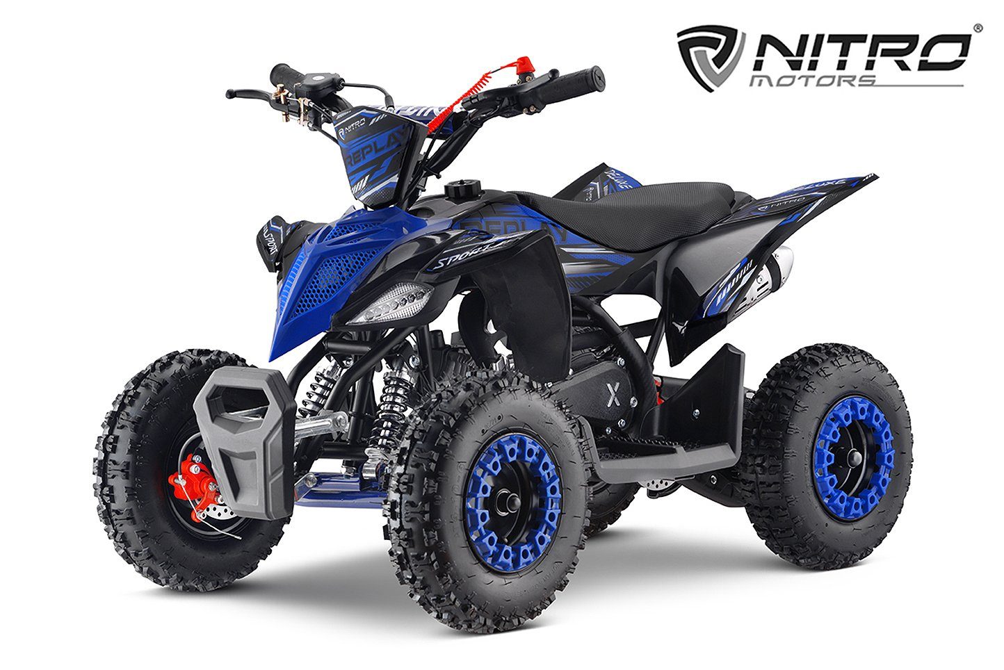 Nitro Motors Automatikschaltung Kinderfahrzeug, 49cc Kinderquad 1 Quad mini Kinder Replay Gang, Dirt-Bike Rot 6" Miniquad ATV
