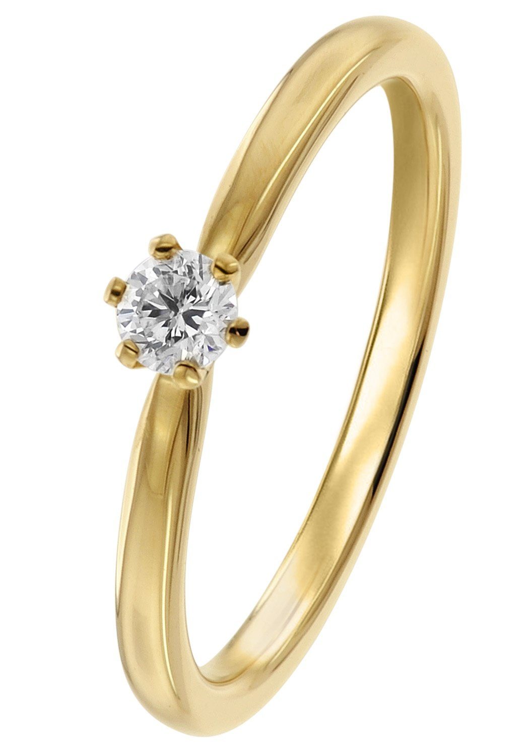 trendor Solitärring Diamantring Gelbgold 585/14 Kt. Brillant0,15 ct