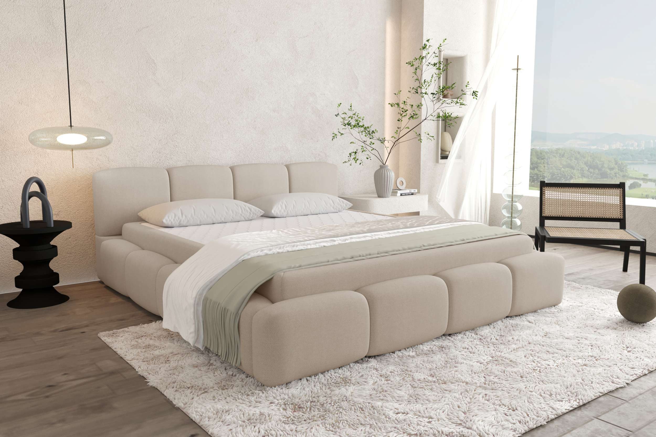 99rooms Polsterbett Livia (Schlafzimmerbett, Polsterbett), 120–200x200 cm, Velours VINCI, mit Lattenrost & Bettkasten