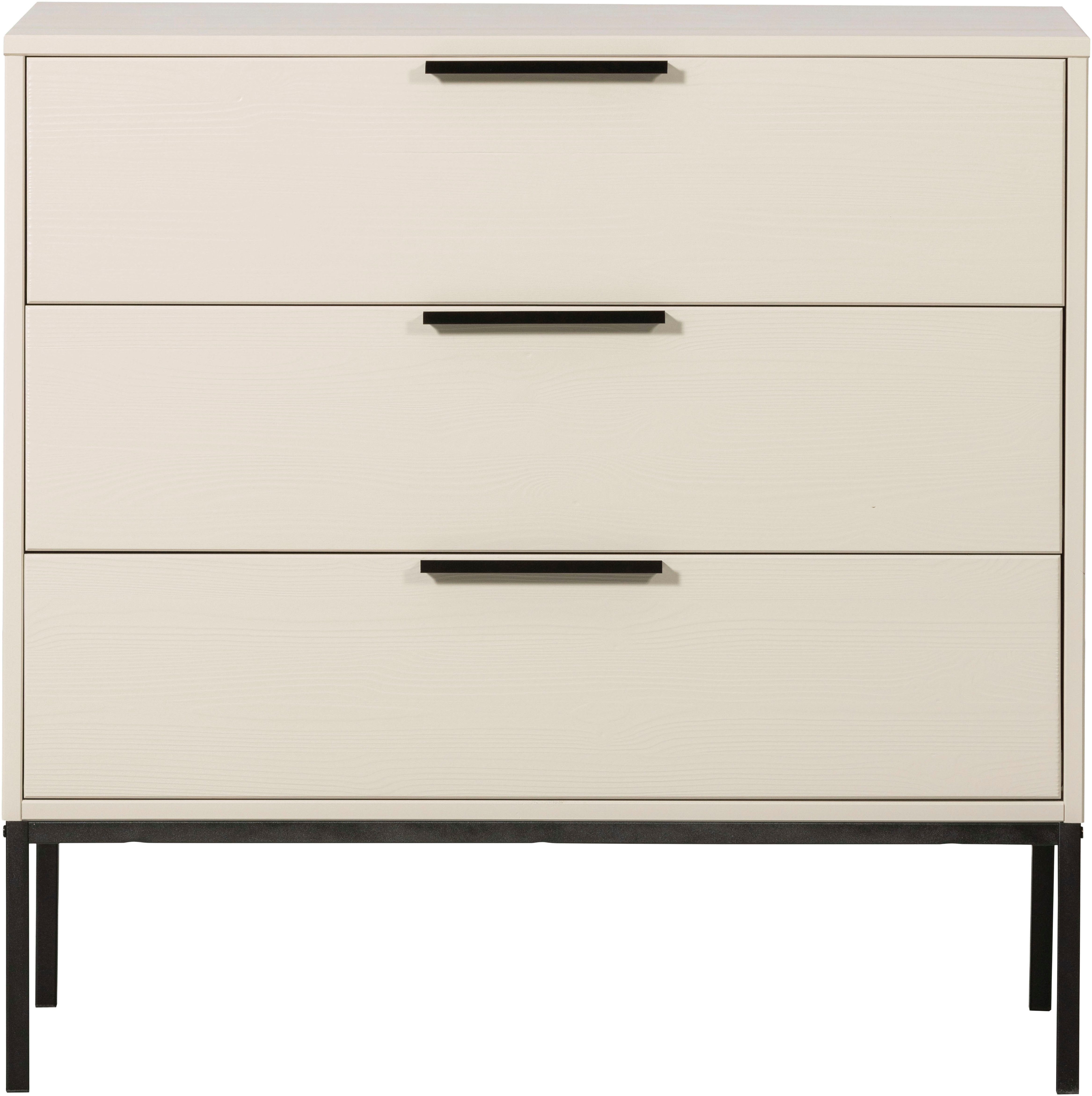 WOOOD Kommode Adam FSC®-Kiefernholz gebürstet mit Metallgriffen, H93 x B94 x T52 cm, Tragkraft 15 kg pro Auszug, Schutzlackierte Oberfläche, Metallgestell