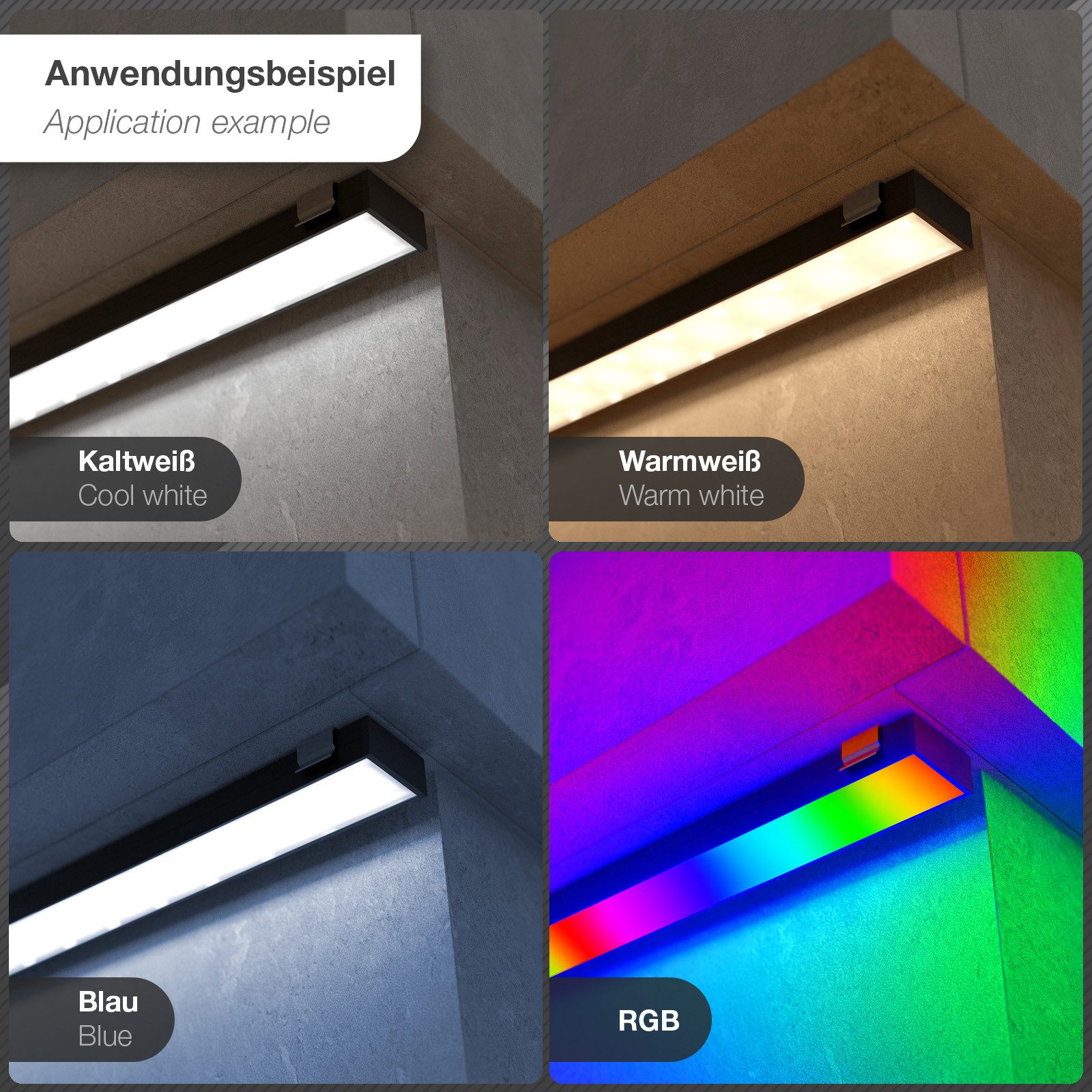 SO-TECH® LED-Stripe-Profil LED Profil-PH1 für breite LED Stripes bis 16 mm, 1000 x 18 x 8,5 mm, schwarz, mit opaler Abdeckung – Bild 3 von 5