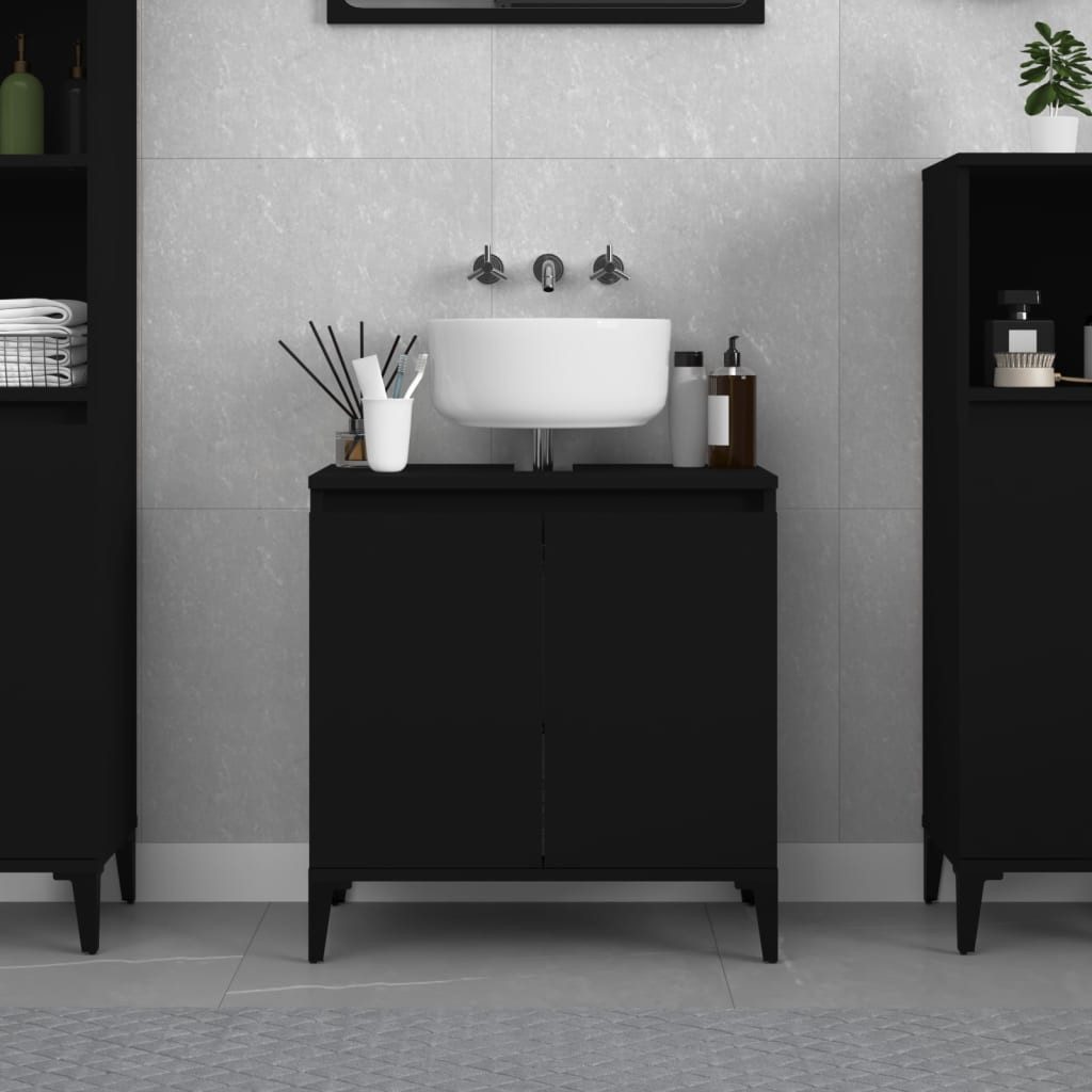 vidaXL Waschbeckenunterschrank Waschbeckenschrank Schwarz 58x33x60 cm günstig online kaufen
