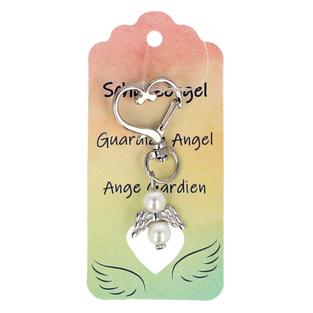 Mel-O-Design Schlüsselanhänger Schutzengel Anhänger Schlüssel Engel mit Herz – mit Perle (aus Metall H: 6,2 cm, Geschenk für Mutter, Tochter, beste Freundin, Freundin), Geschenke Ostern, Muttertag, Geburtstag, Taufe Konfirmation, Kommunion